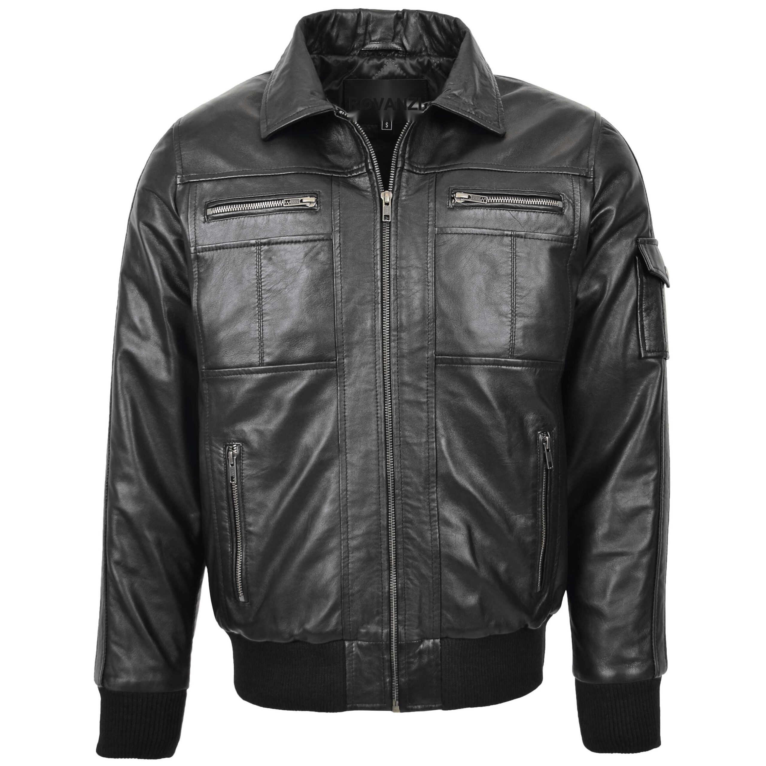 BUNERI Bomber Cuir Bronx Noir à Capuche – Image 4