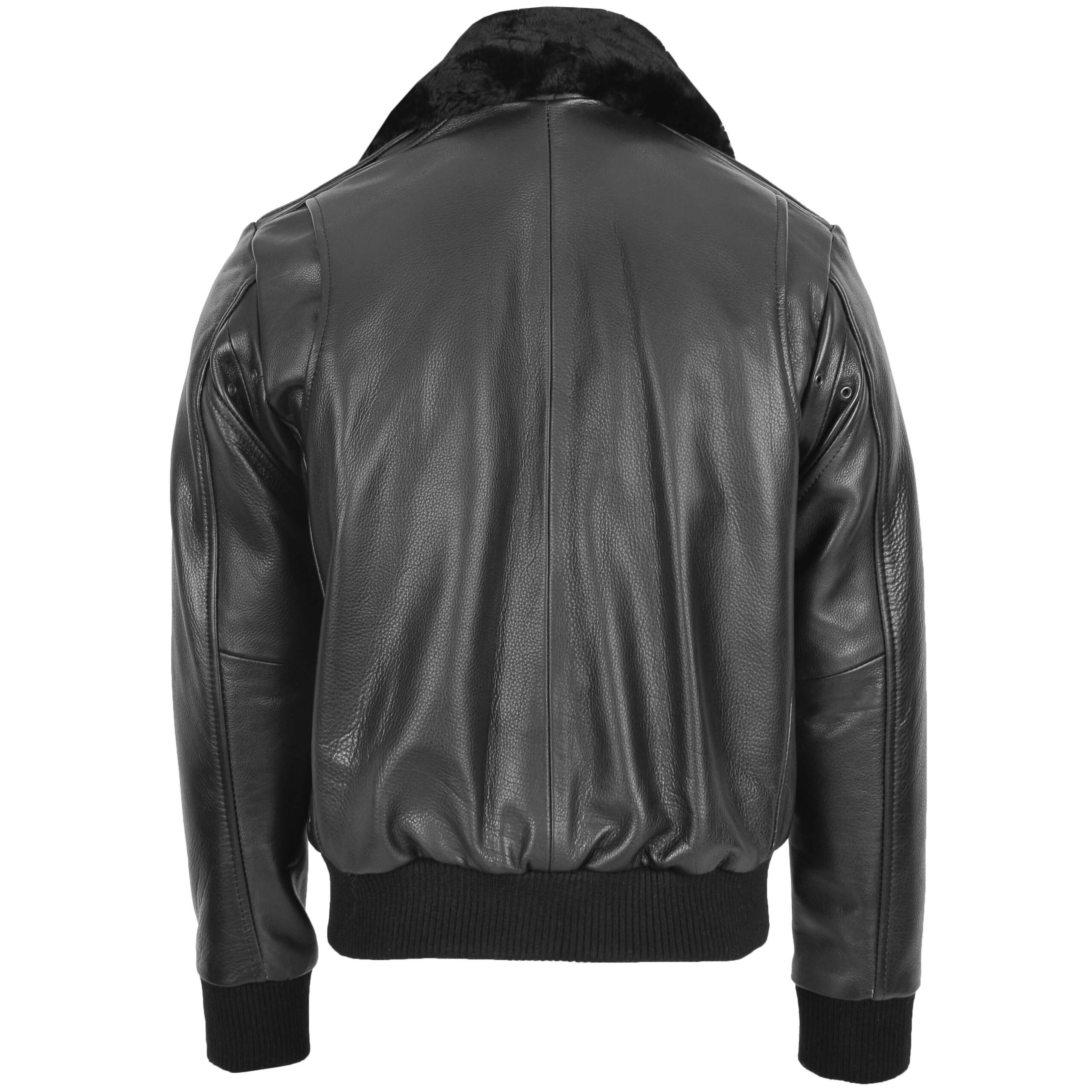 BUNERI Bomber Cuir Leroy Noir Pilote Col Amovible – Image 2