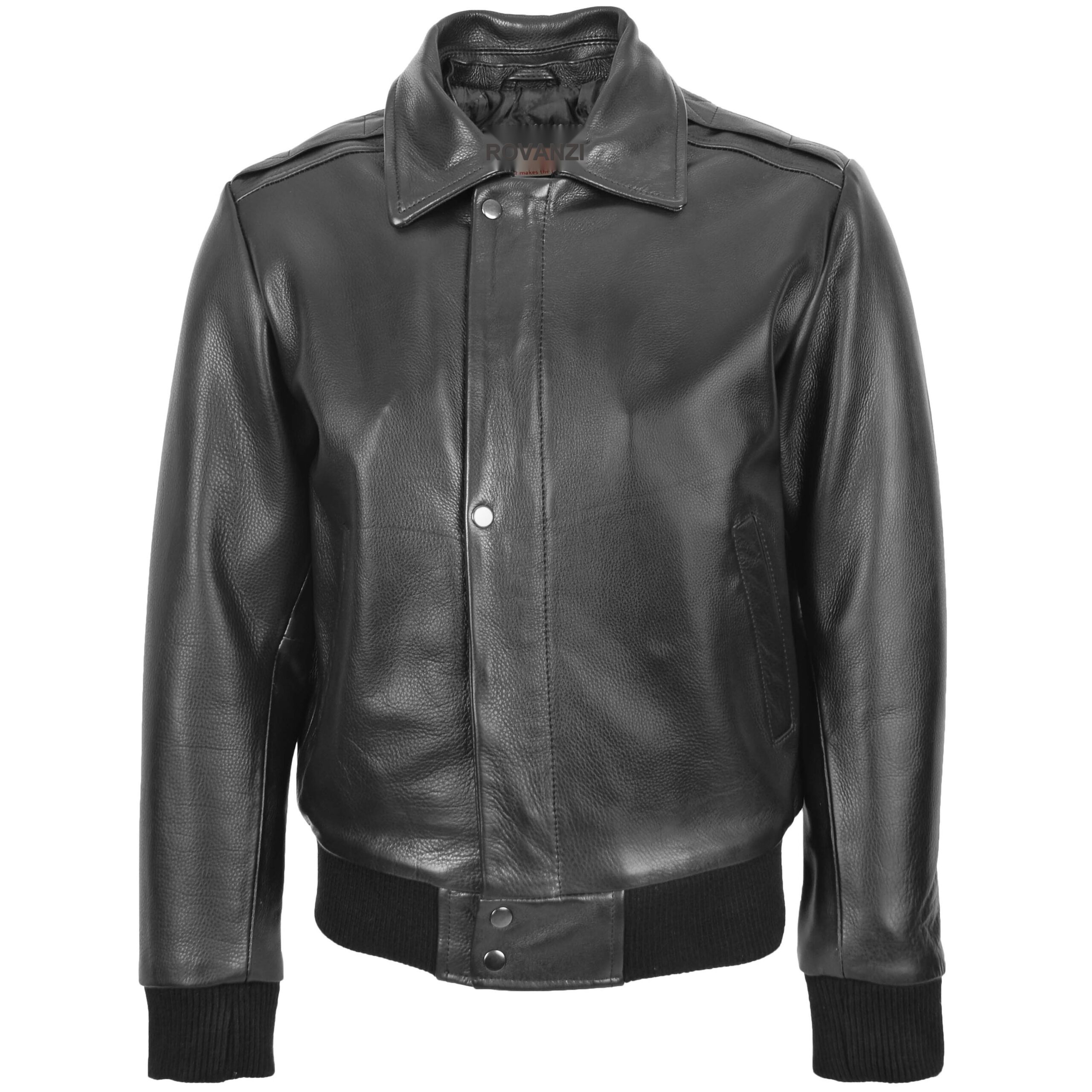 BUNERI Bomber Cuir Leroy Noir Pilote Col Amovible – Image 4