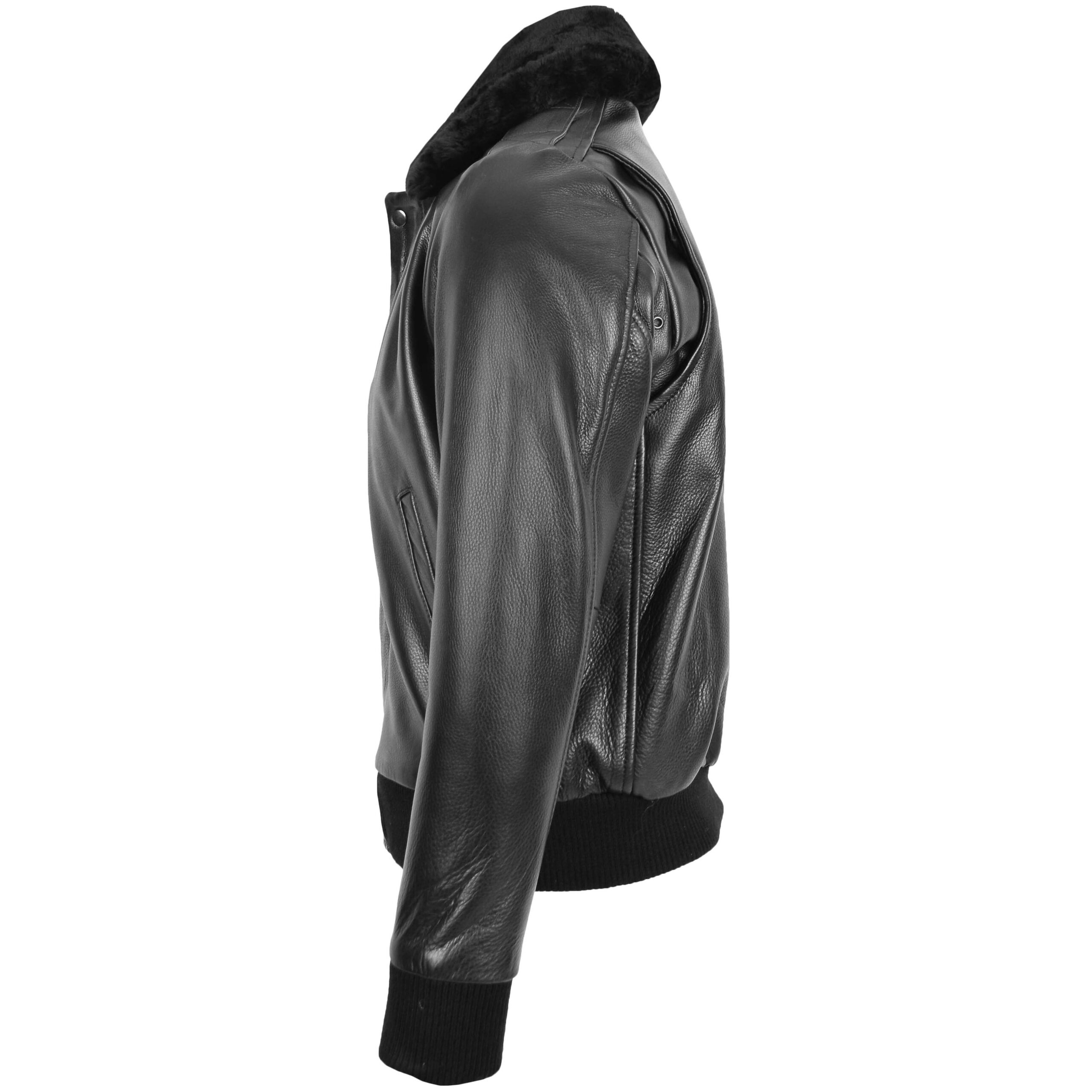 BUNERI Bomber Cuir Leroy Noir Pilote Col Amovible – Image 6