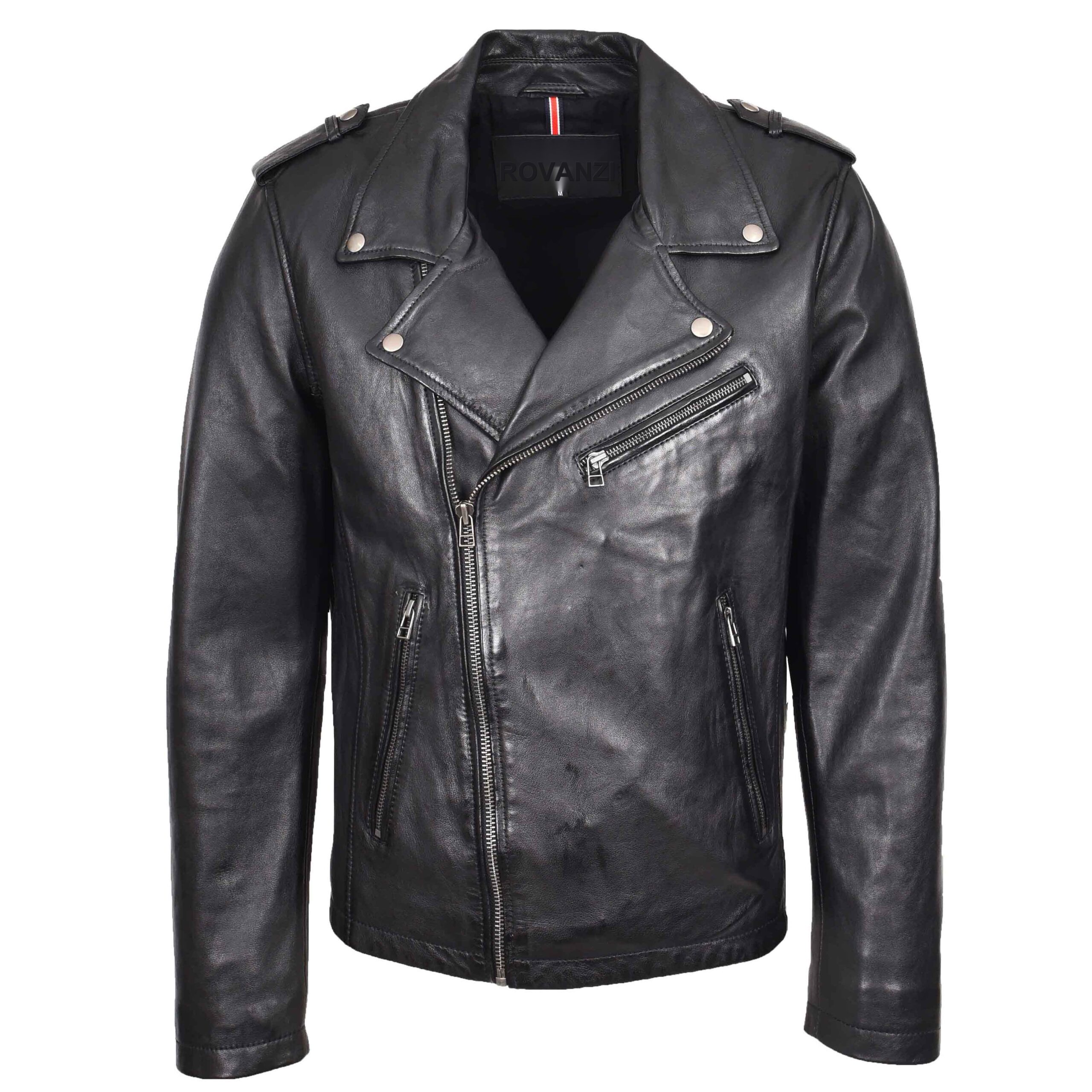 BUNERI Biker Cuir Daylen Noir Brando Zip Croisé