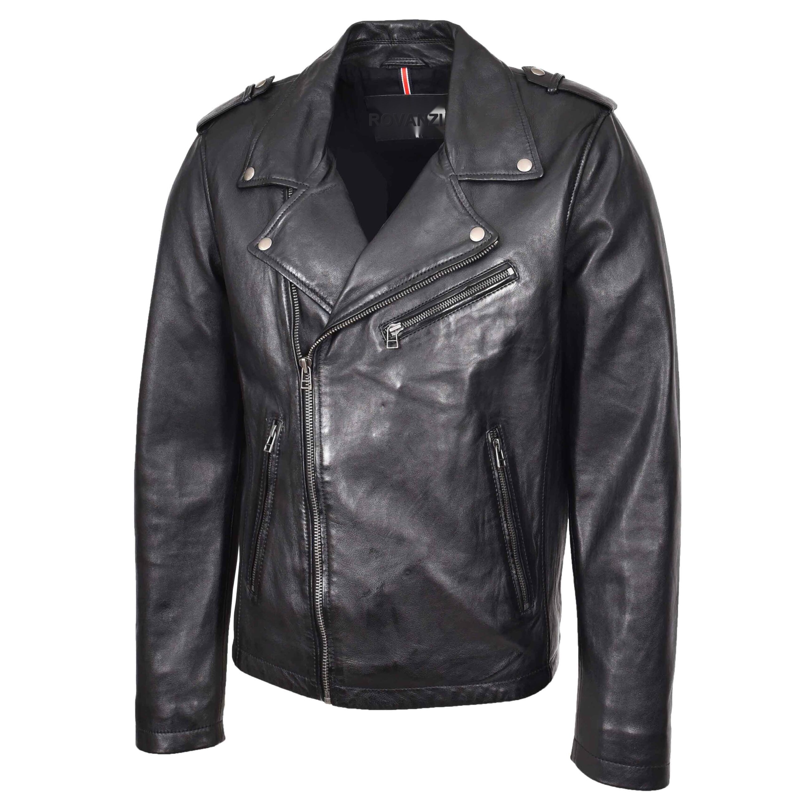 BUNERI Biker Cuir Daylen Noir Brando Zip Croisé – Image 4