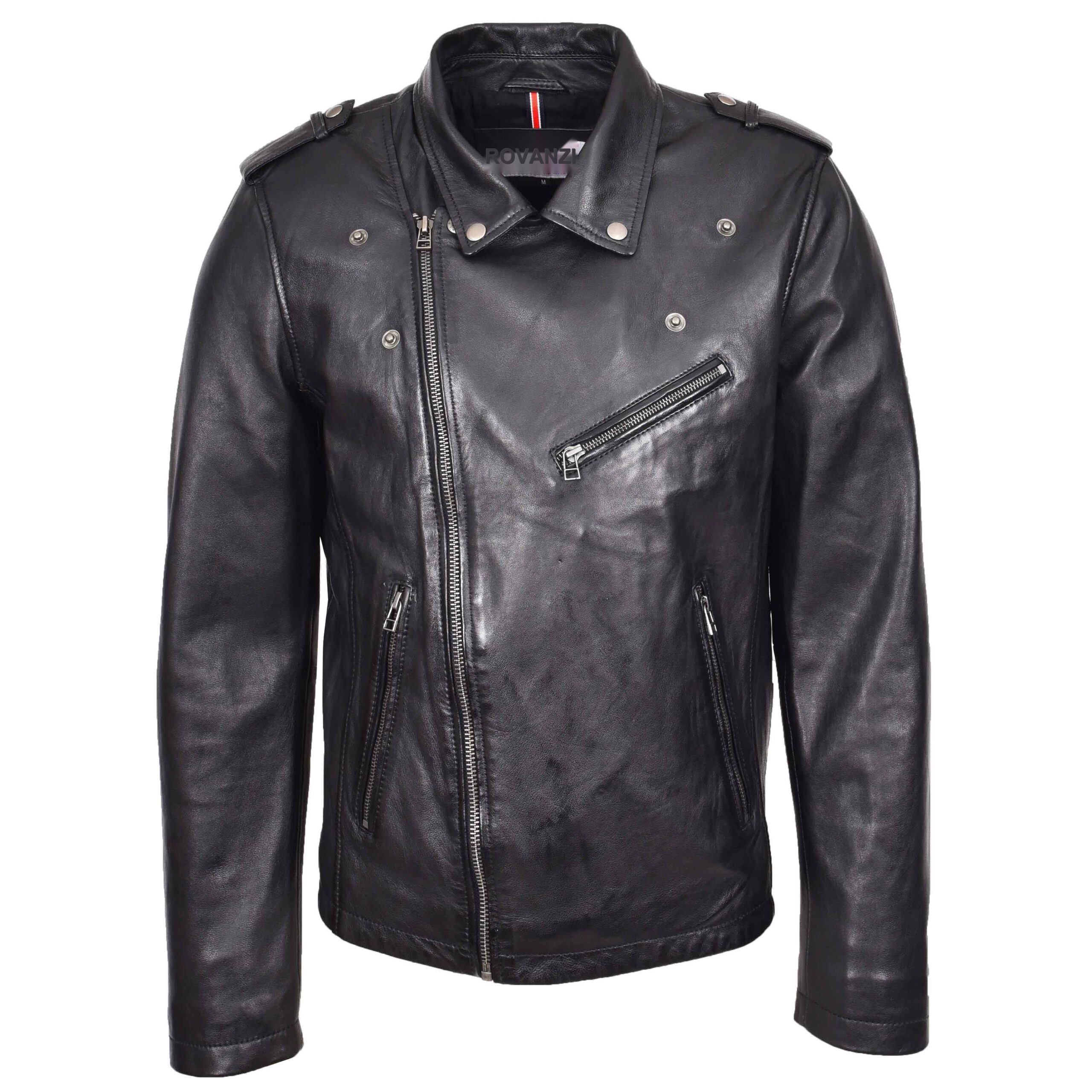 BUNERI Biker Cuir Daylen Noir Brando Zip Croisé – Image 7