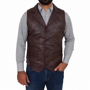 BUNERI Cuir Calvin Marron Boutonné