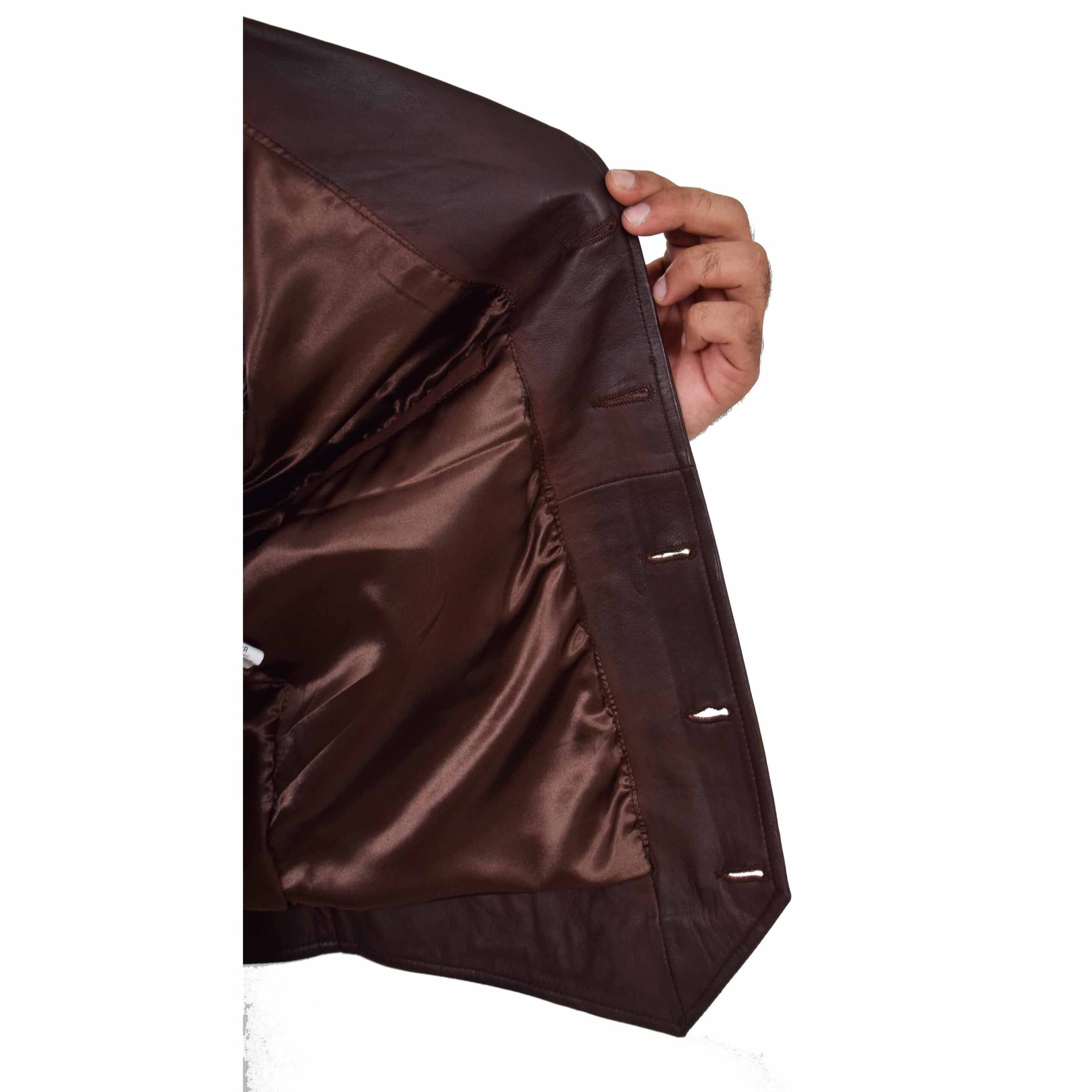 BUNERI Cuir Calvin Marron Boutonné – Image 6