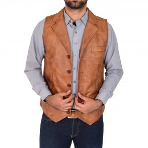 BUNERI Cuir Calvin Tan Boutonné