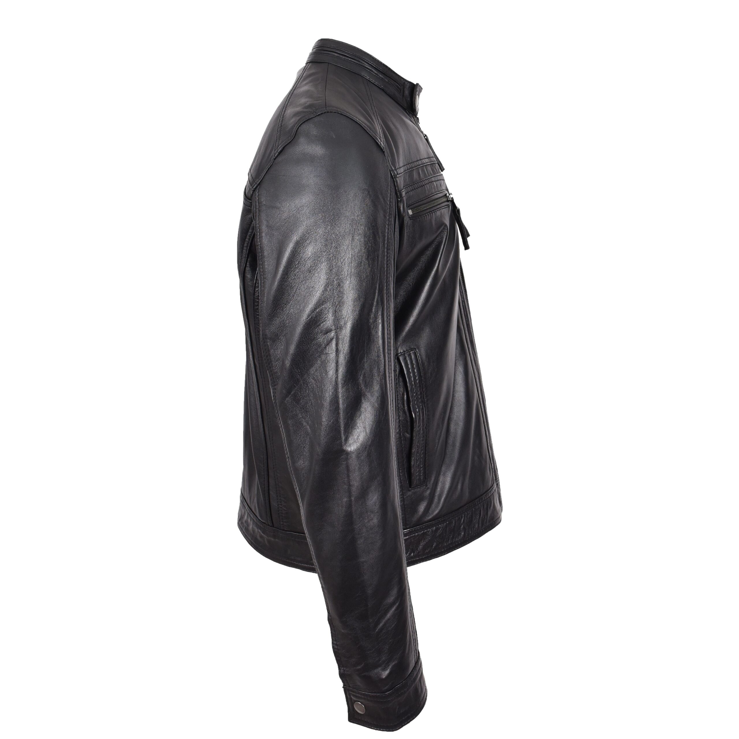 BUNERI Biker Cuir Charlie Noir Cafe Racer – Image 3