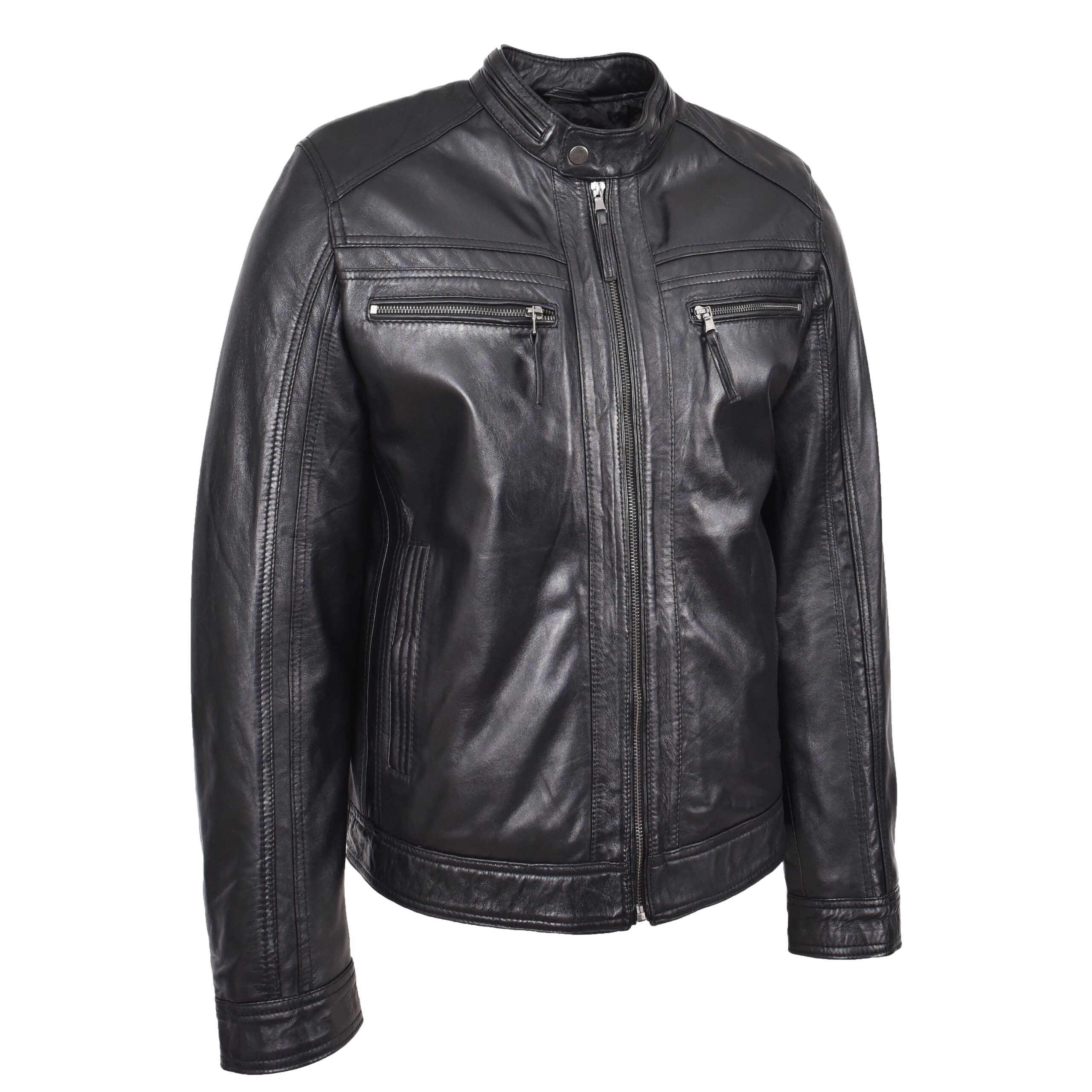 BUNERI Biker Cuir Charlie Noir Cafe Racer – Image 4