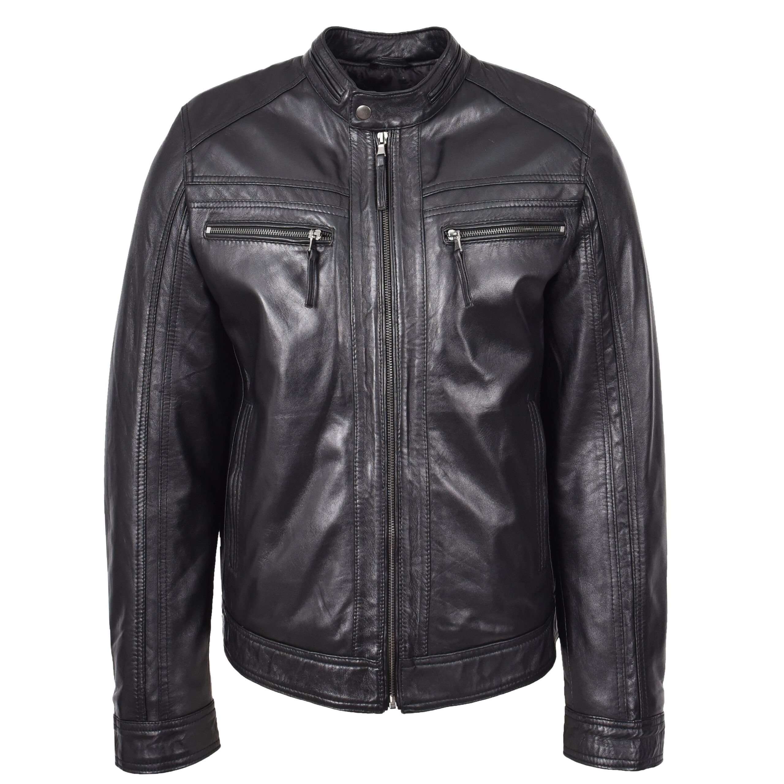 BUNERI Biker Cuir Charlie Noir Cafe Racer – Image 5