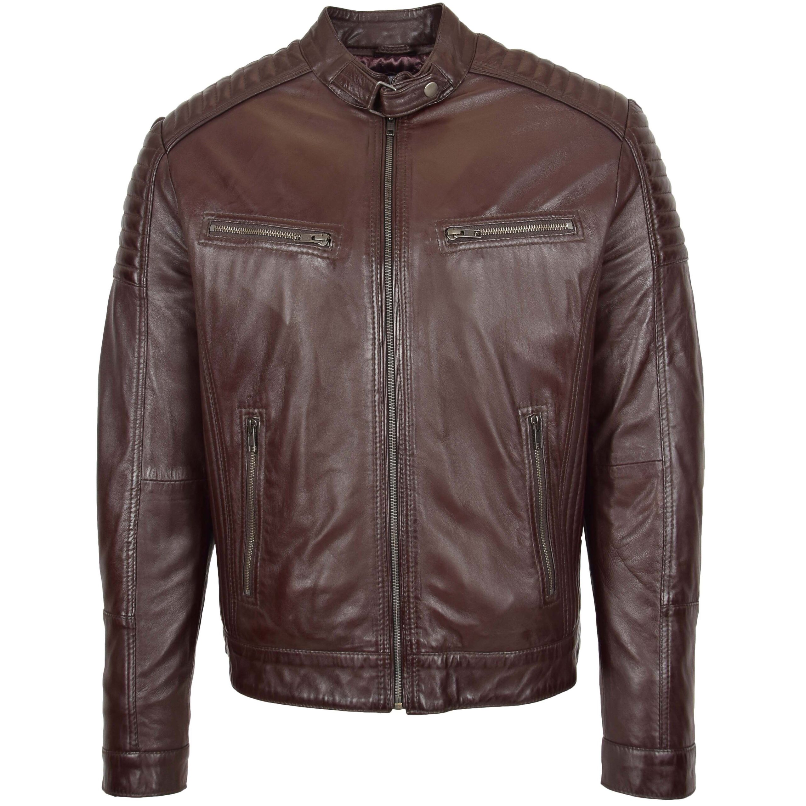 BUNERI Biker Cuir Ron Marron Cafe Racer – Image 3