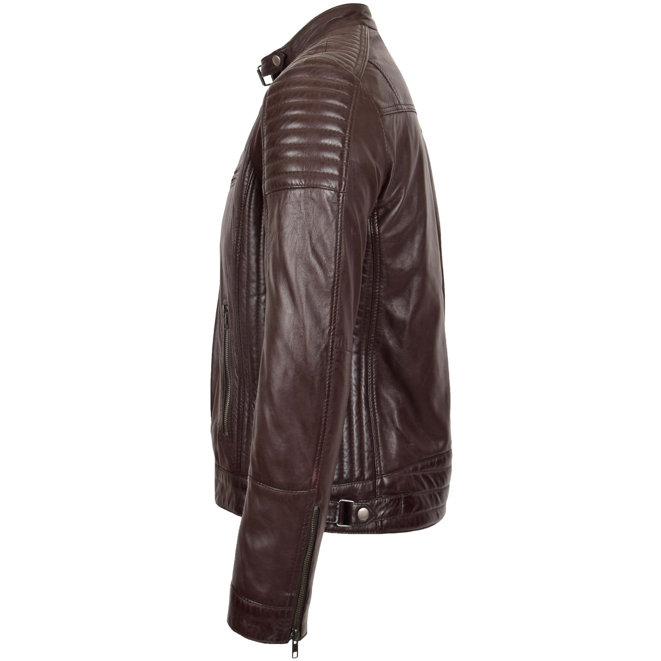 BUNERI Biker Cuir Ron Marron Cafe Racer – Image 5