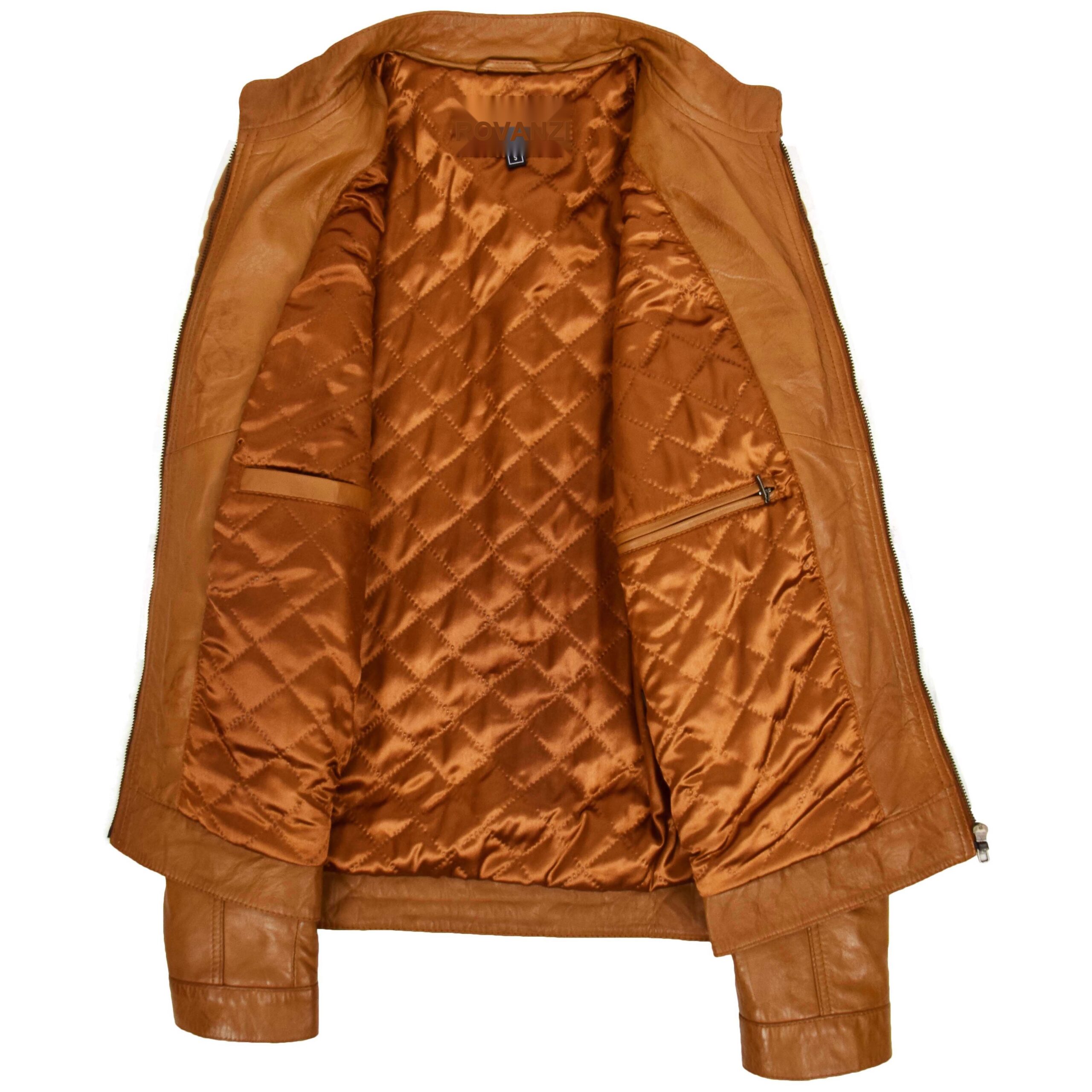 BUNERI Veste Café Racer en Cuir pour Homme Tan – Image 6