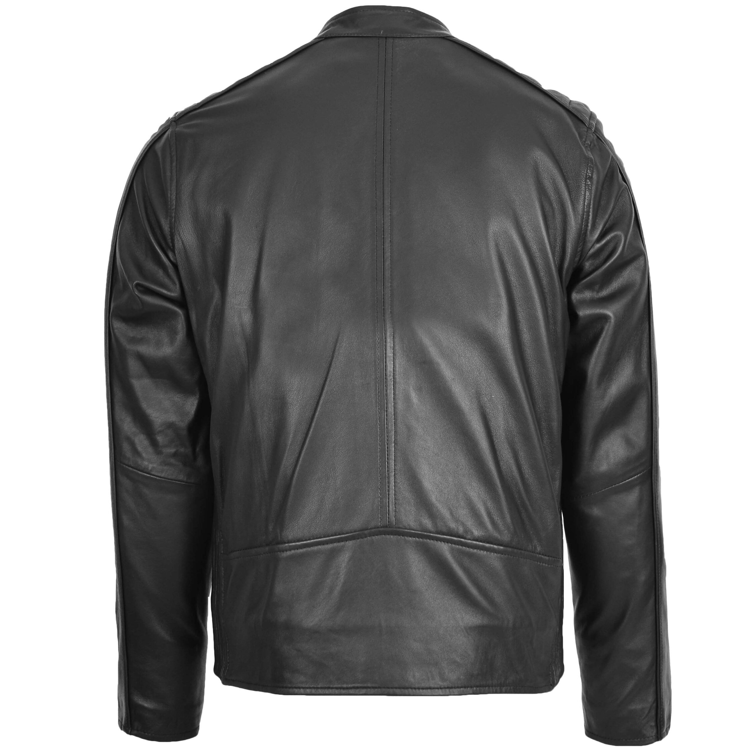 BUNERI Veste Biker Casual en Cuir pour Homme Noir – Image 2