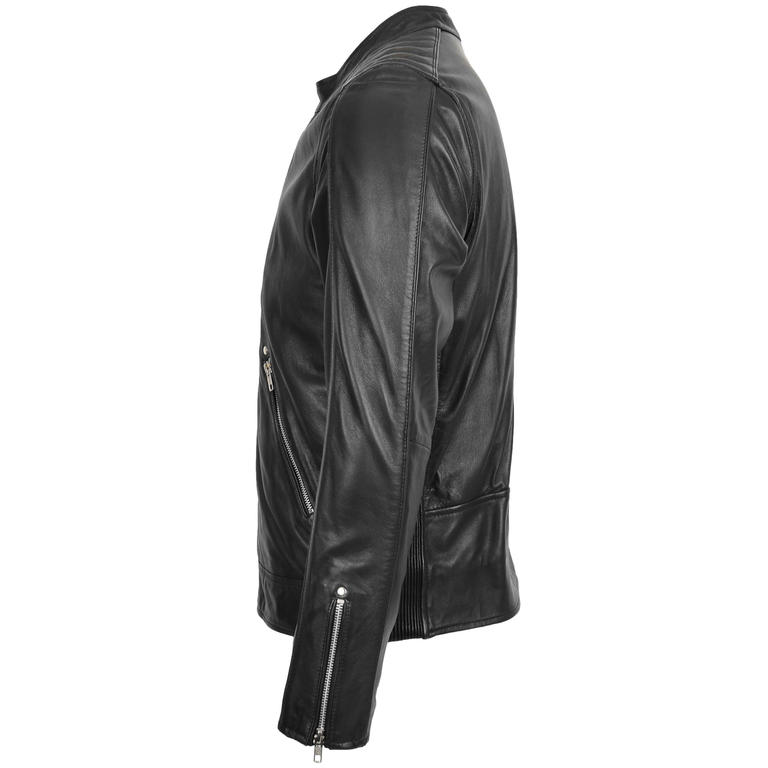 BUNERI Veste Biker Casual en Cuir pour Homme Noir – Image 5