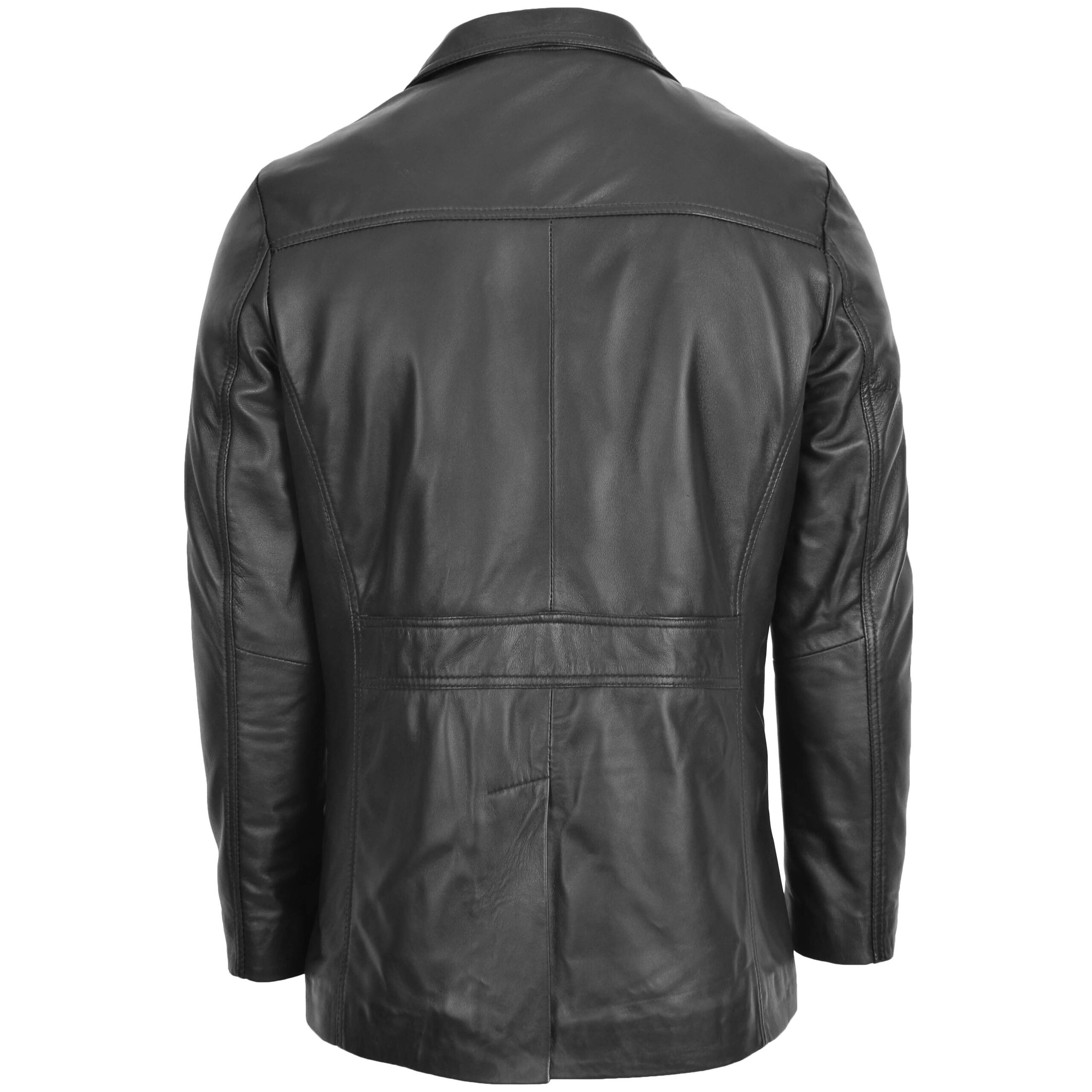 BUNERI Veste Homme Cuir Classique Reefer Noir – Image 2