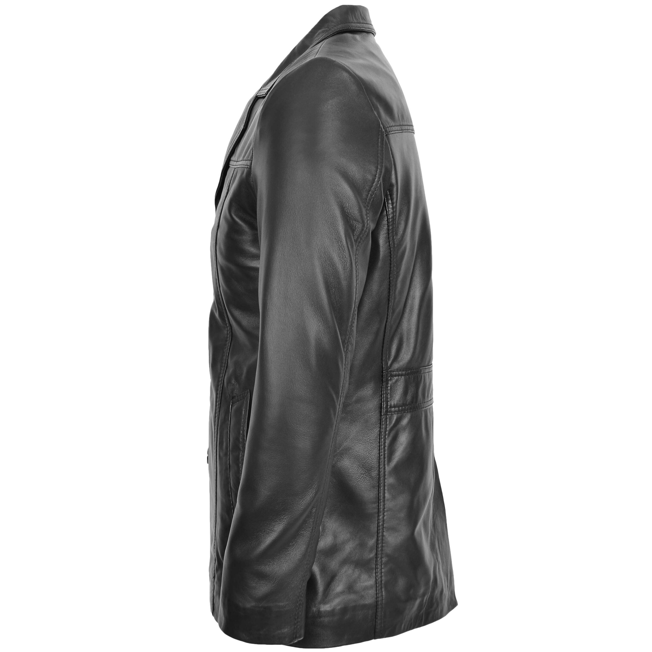 BUNERI Veste Homme Cuir Classique Reefer Noir – Image 5