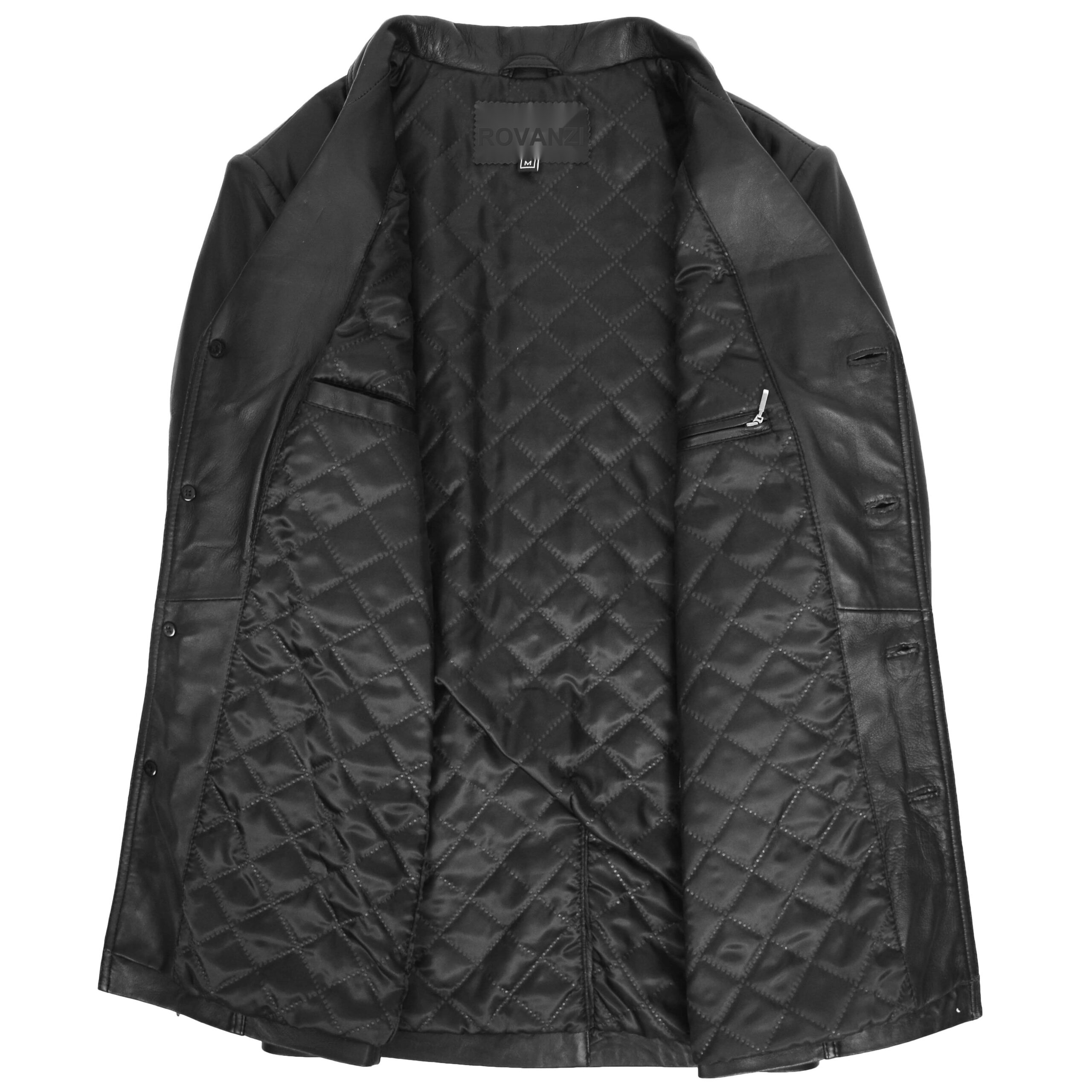 BUNERI Veste Homme Cuir Classique Reefer Noir – Image 6