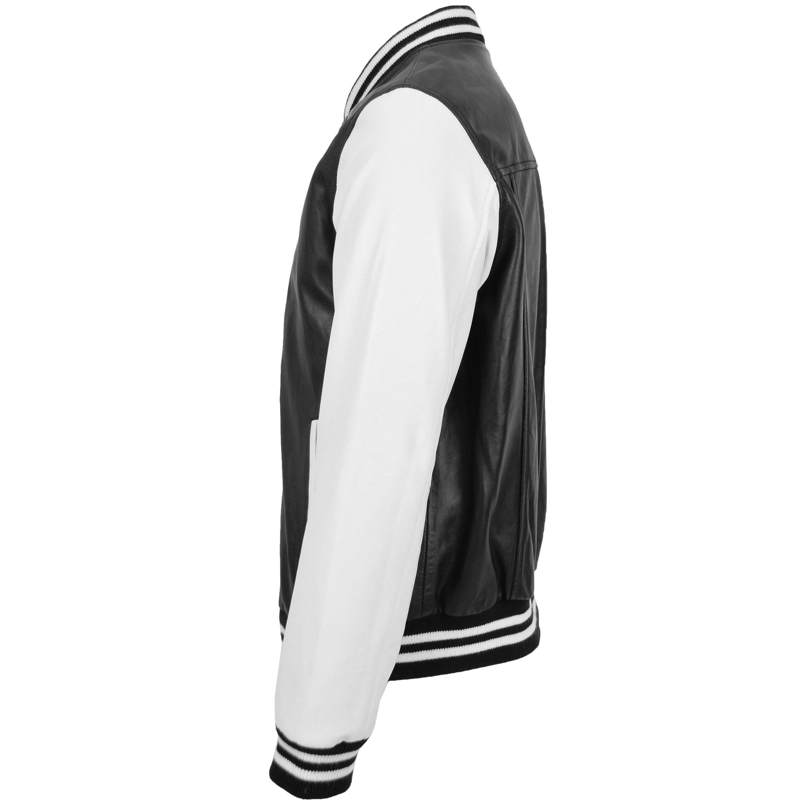 BUNERI Veste Homme Cuir College Boy Varsity Noir Blanc – Image 5