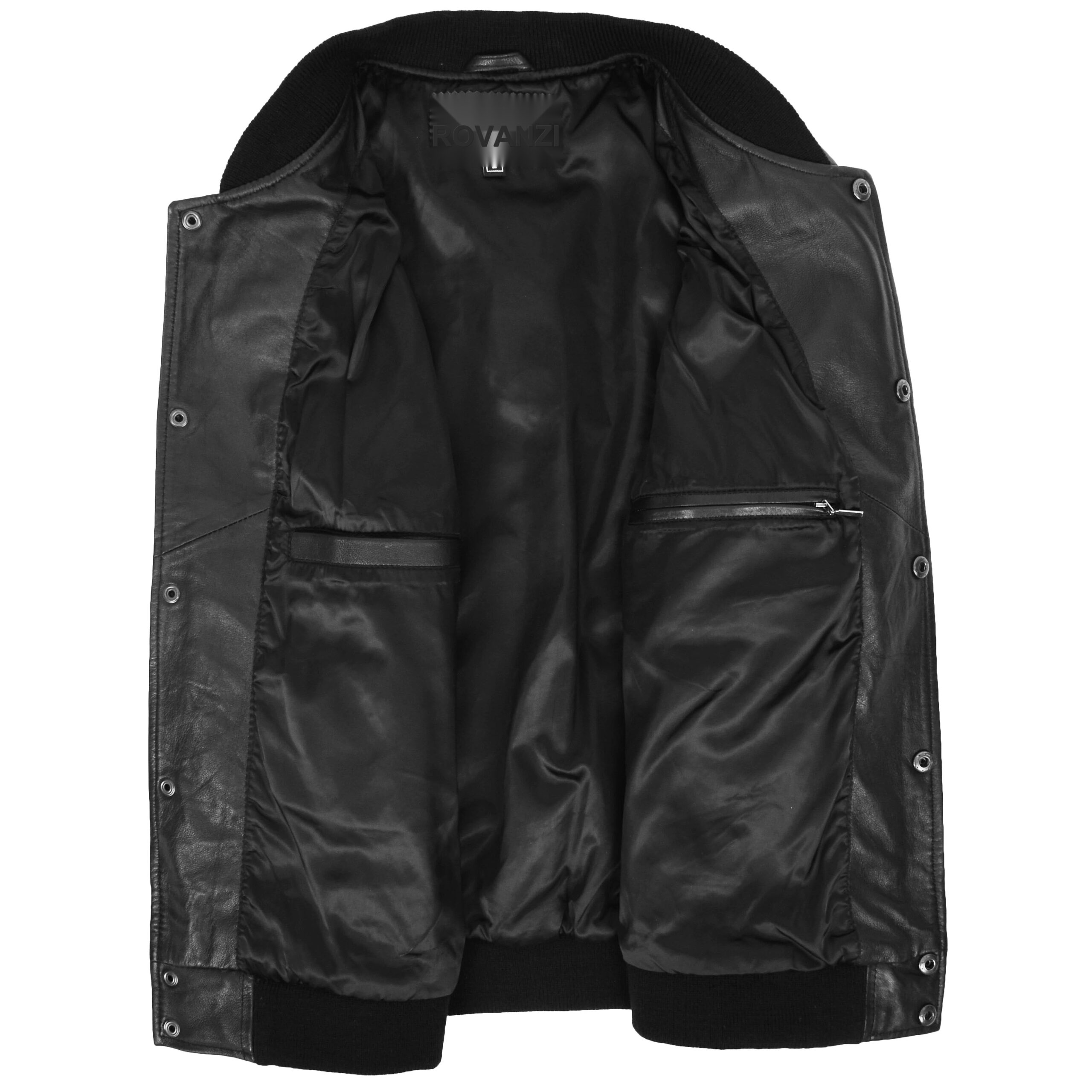 BUNERI Veste Homme Cuir College Boy Varsity Noir Blanc – Image 6