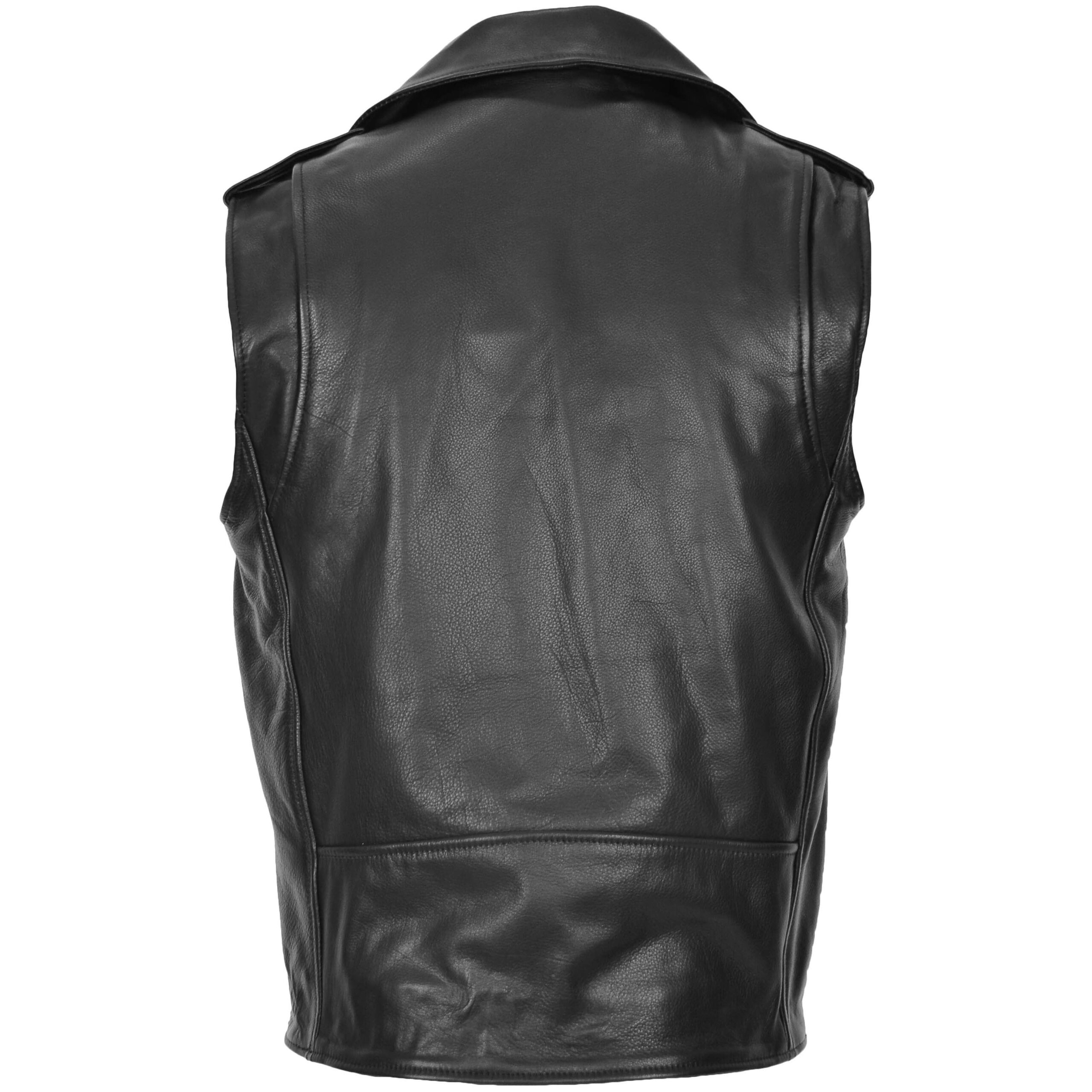 BUNERI Gilet Homme Cuir Zip Croise Biker Brando Noir – Image 2