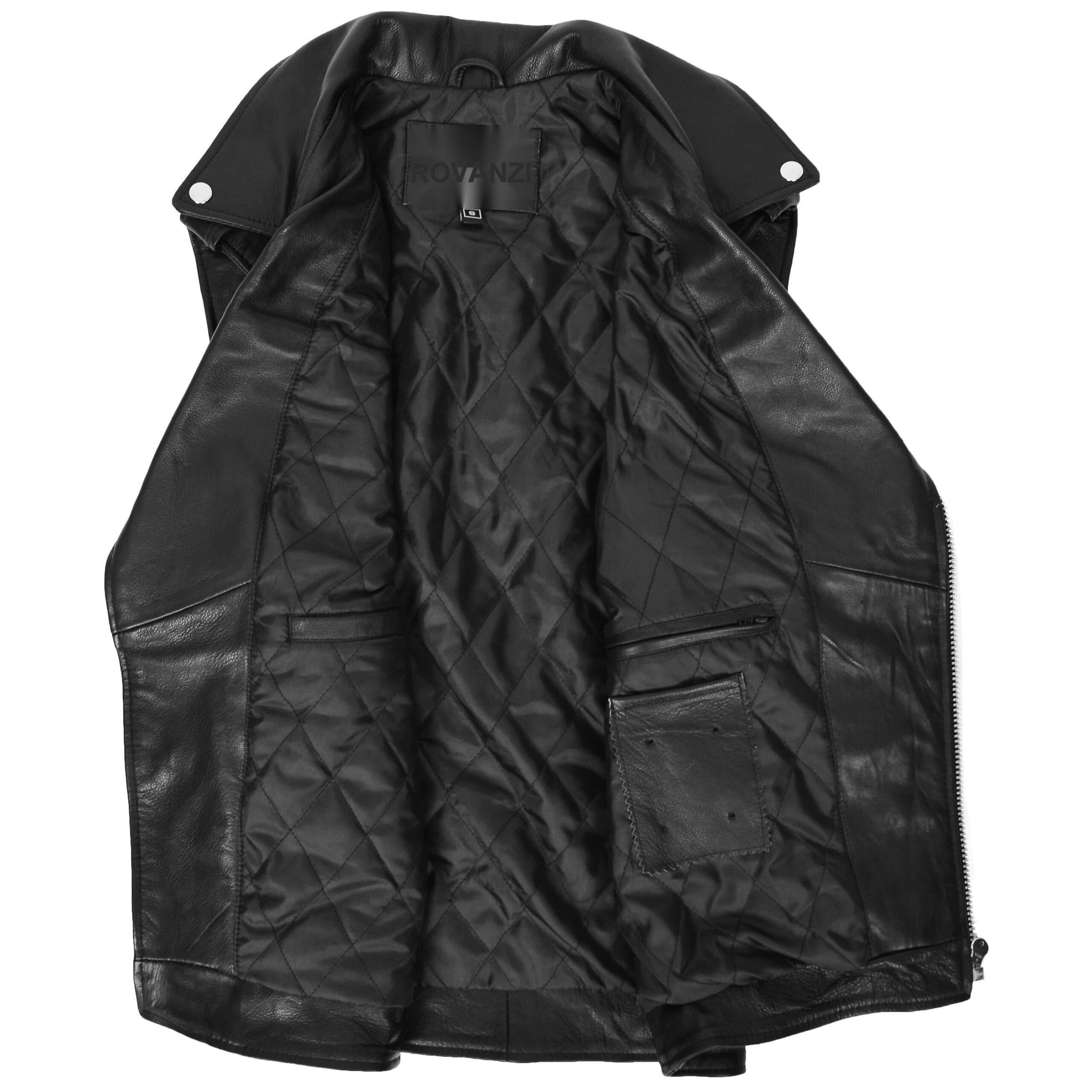 BUNERI Gilet Homme Cuir Zip Croise Biker Brando Noir – Image 5