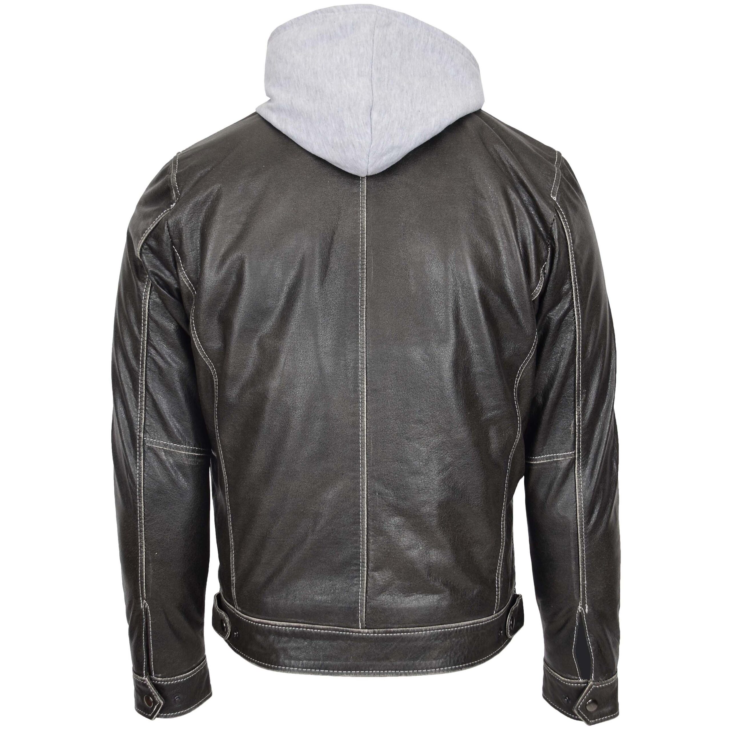 BUNERI Cuir Cypher Gris Capuche Amovible Homme – Image 2