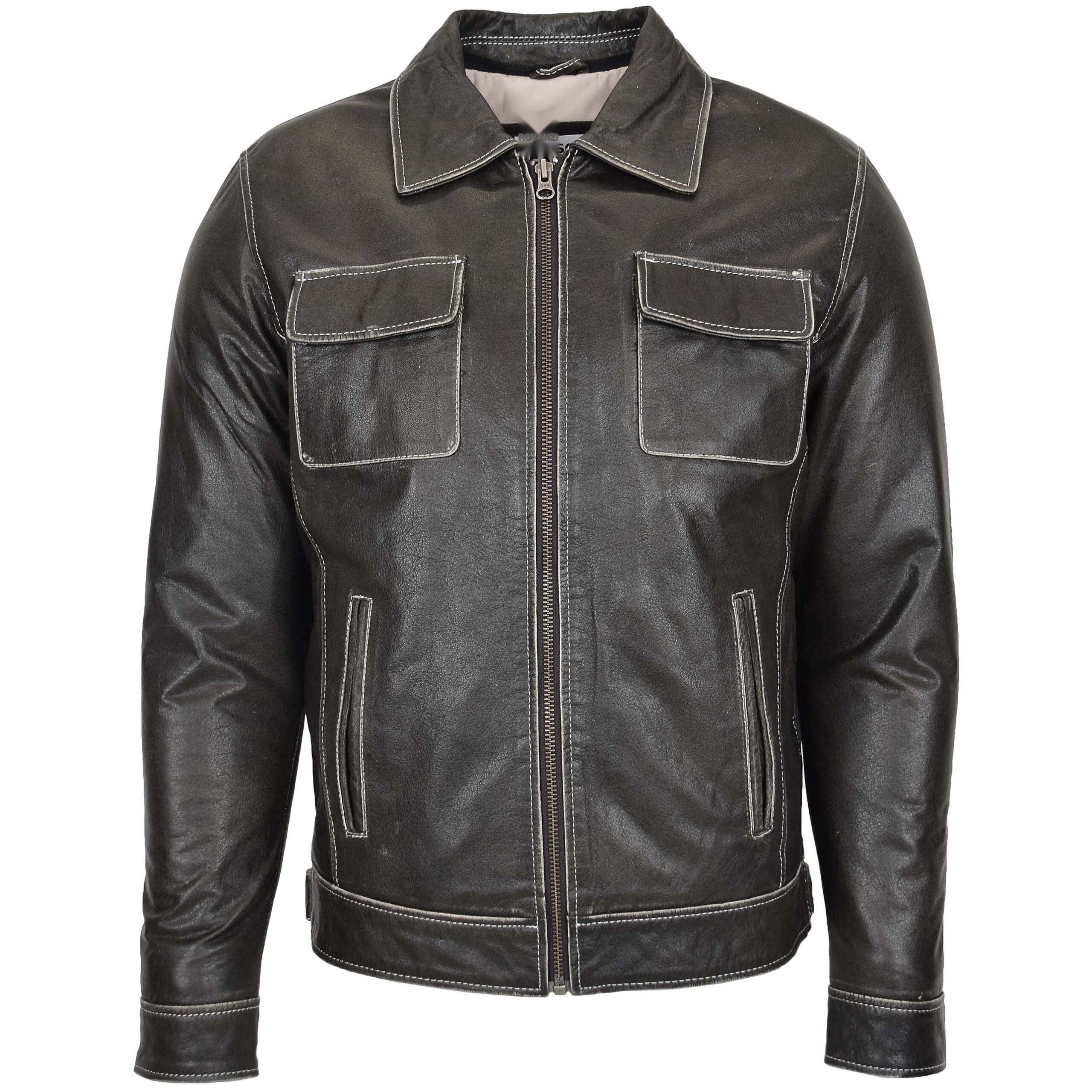 BUNERI Cuir Cypher Gris Capuche Amovible Homme – Image 3