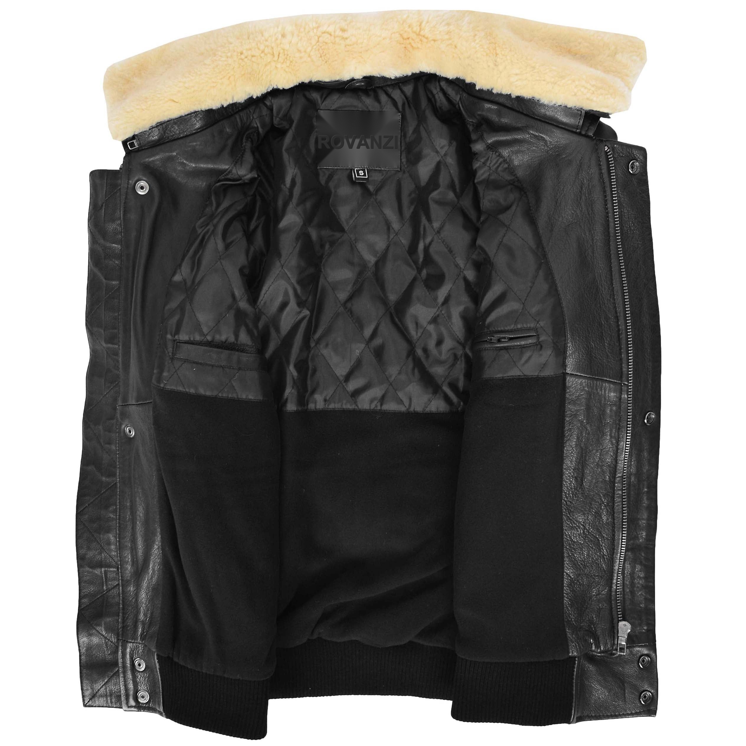 BUNERI Cuir Pilot-N Noir avec Col Amovible – Image 6