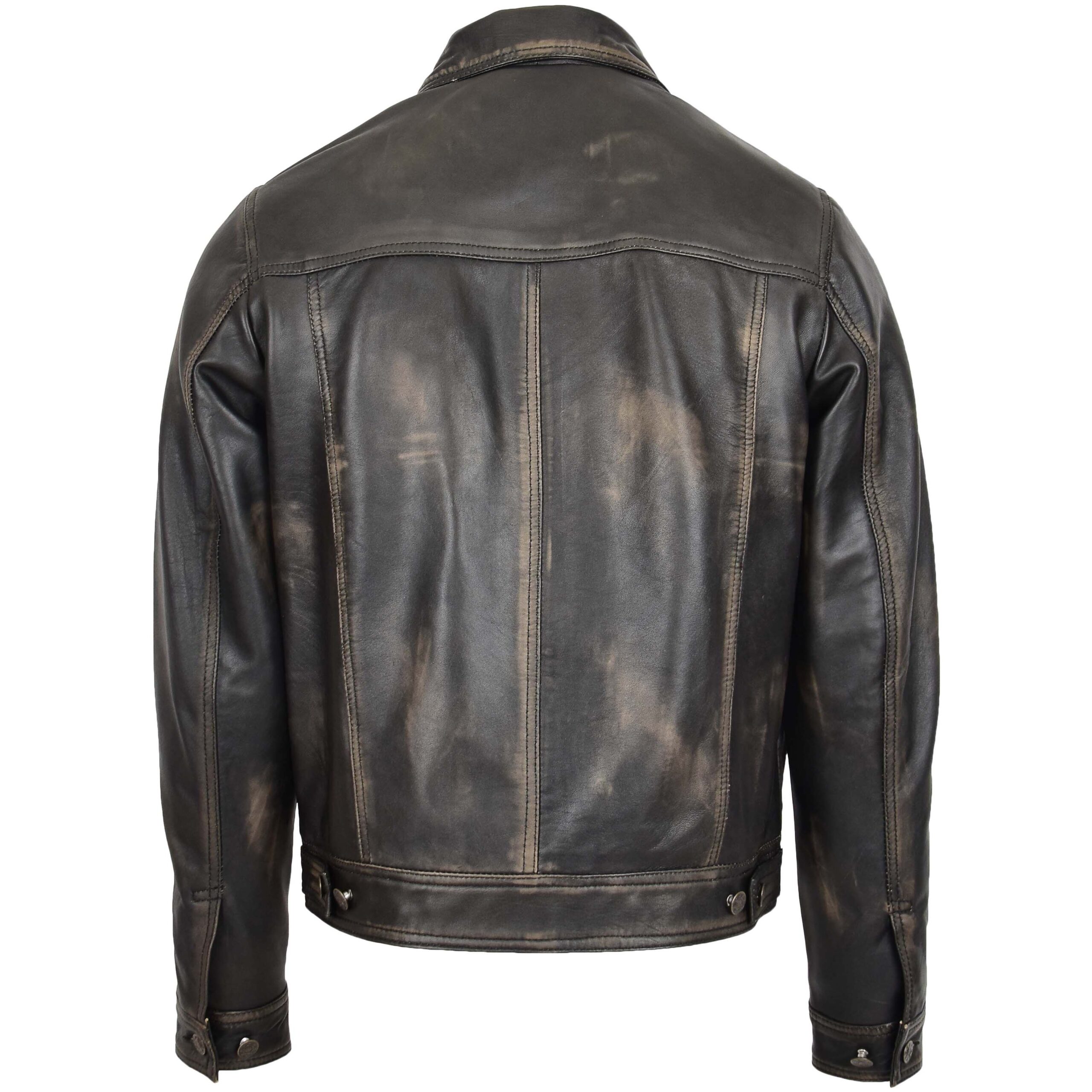 BUNERI Veste Homme Cuir Lee Rider Style Casual Noir Bicolore – Image 2