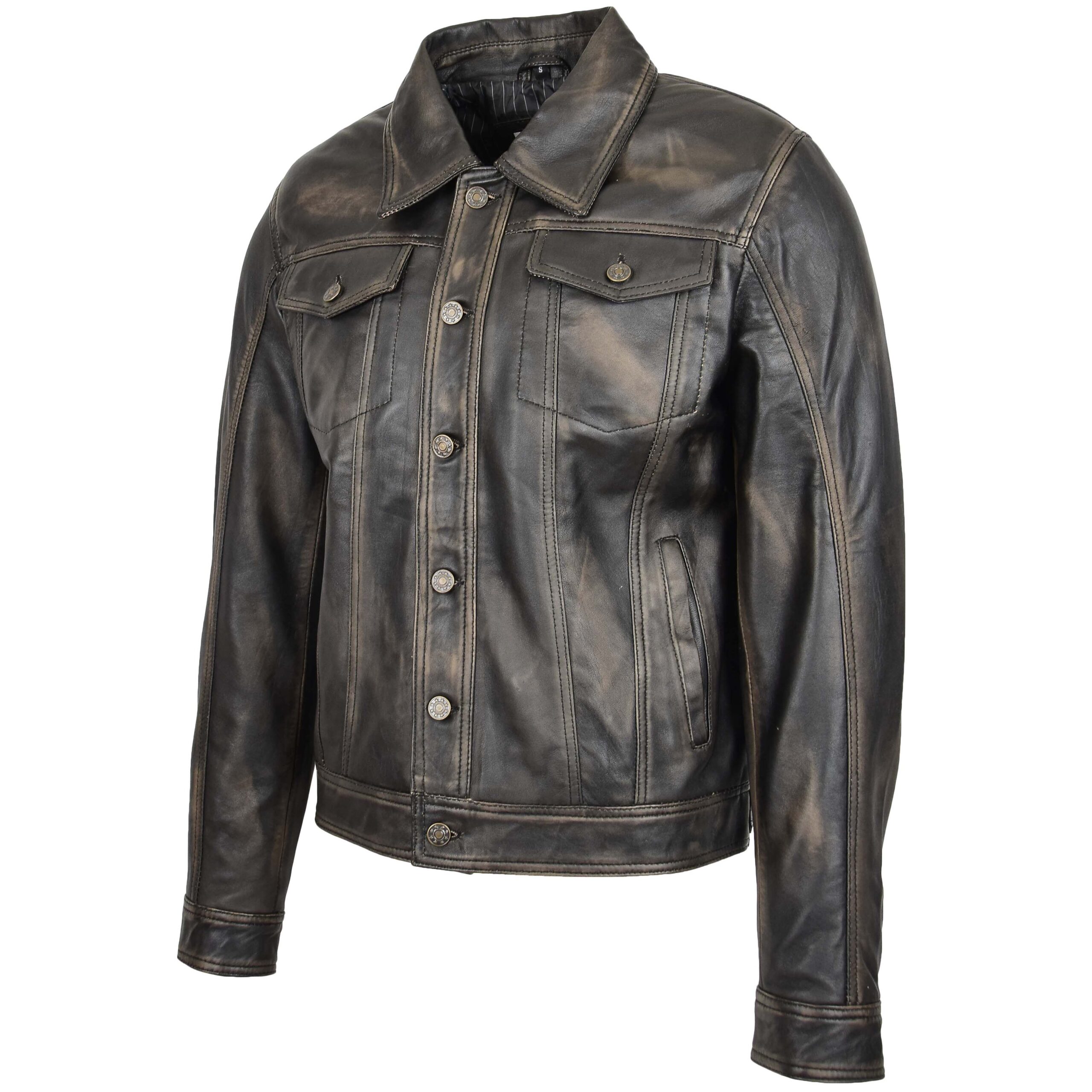 BUNERI Veste Homme Cuir Lee Rider Style Casual Noir Bicolore – Image 4