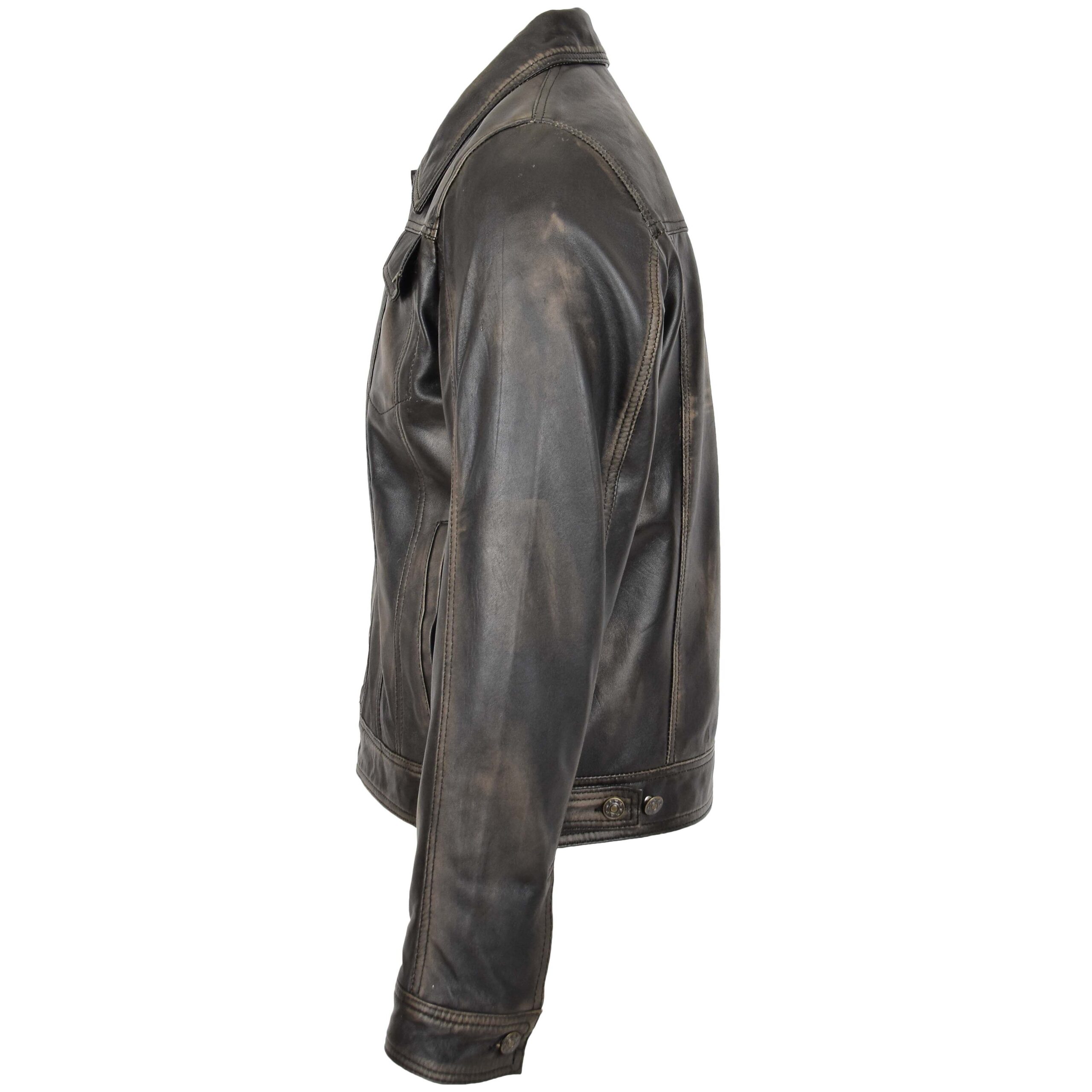 BUNERI Veste Homme Cuir Lee Rider Style Casual Noir Bicolore – Image 5