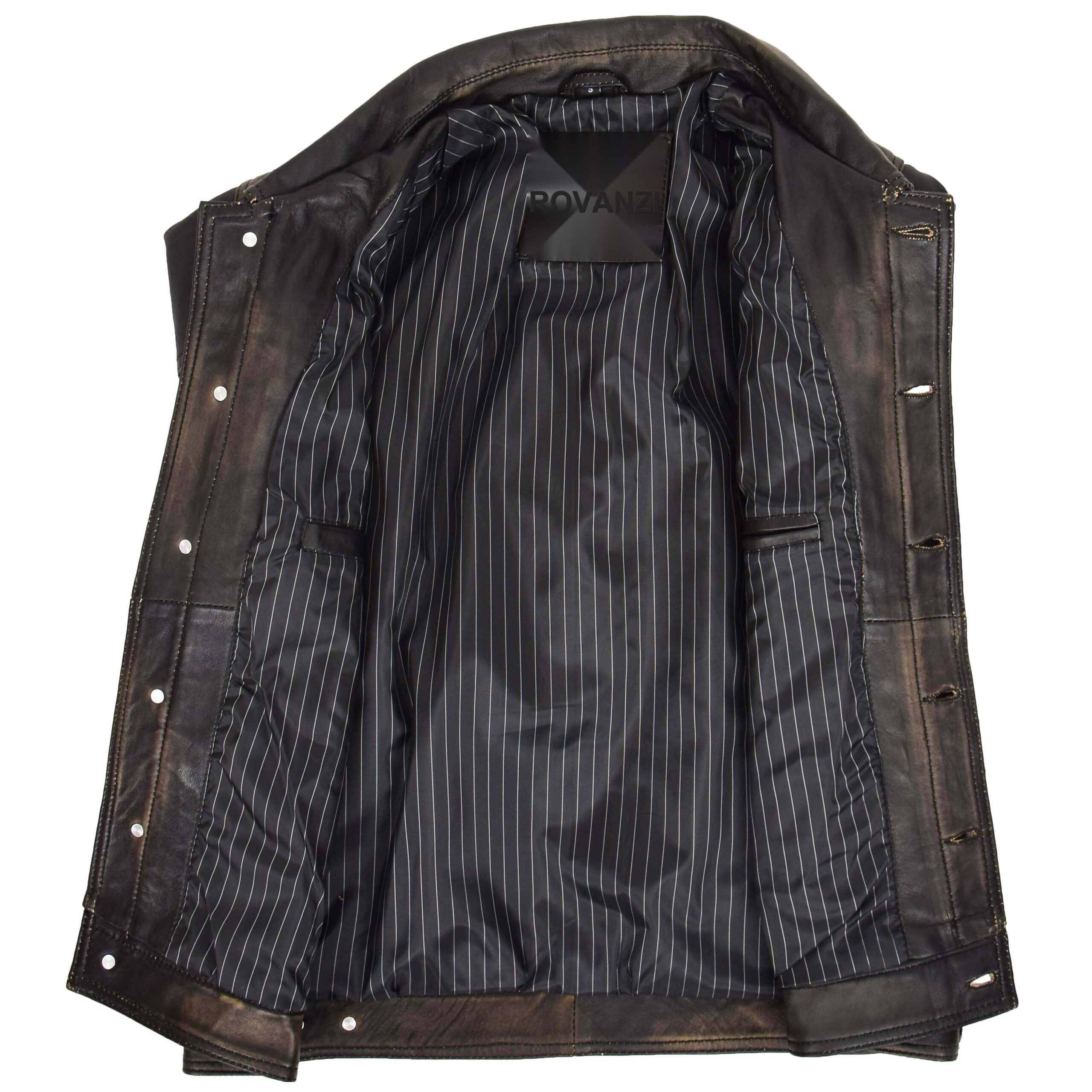 BUNERI Veste Homme Cuir Lee Rider Style Casual Noir Bicolore – Image 6