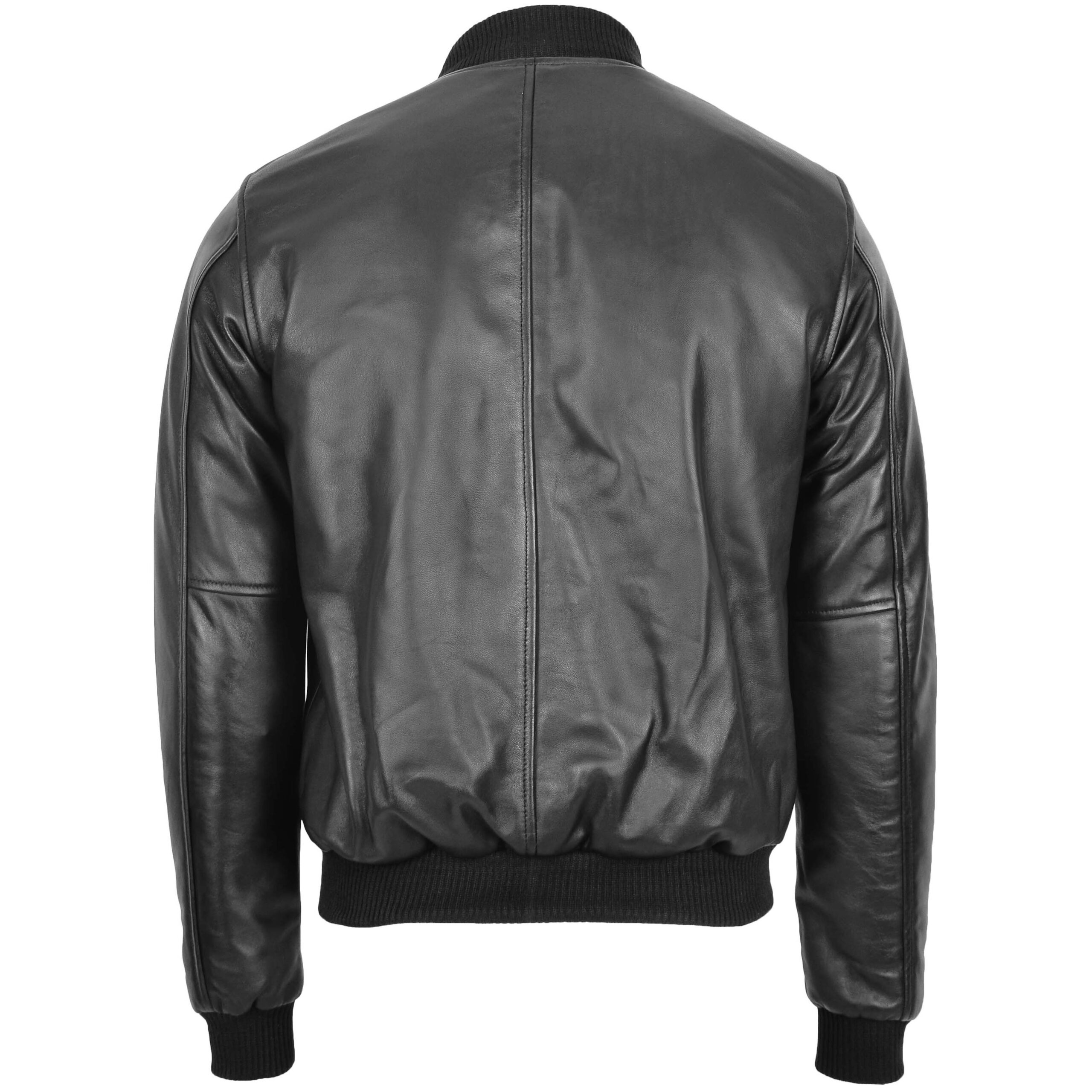 BUNERI Blouson Bomber MA-1 en Cuir Noir pour Homme – Image 2