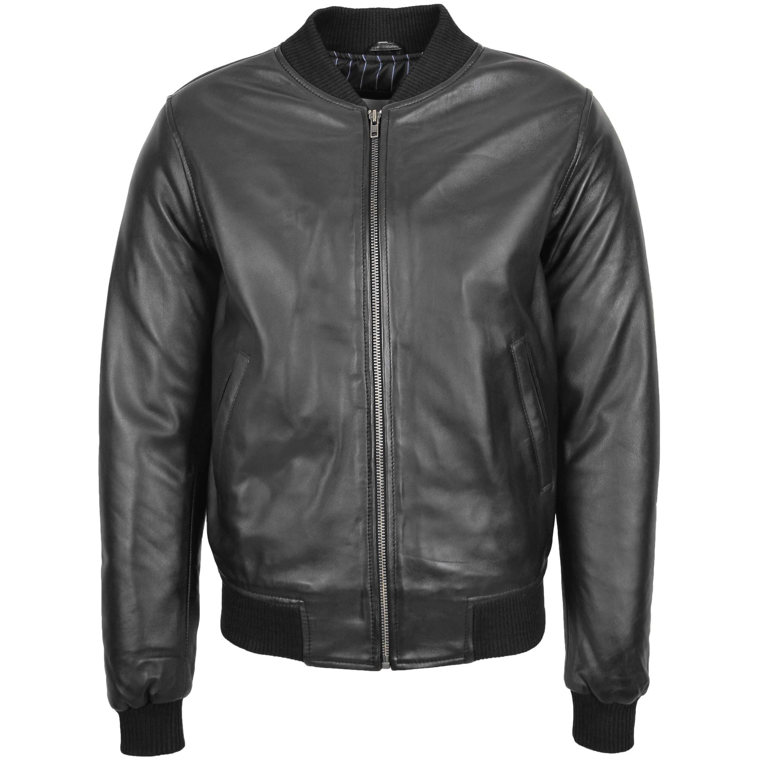 BUNERI Blouson Bomber MA-1 en Cuir Noir pour Homme – Image 3