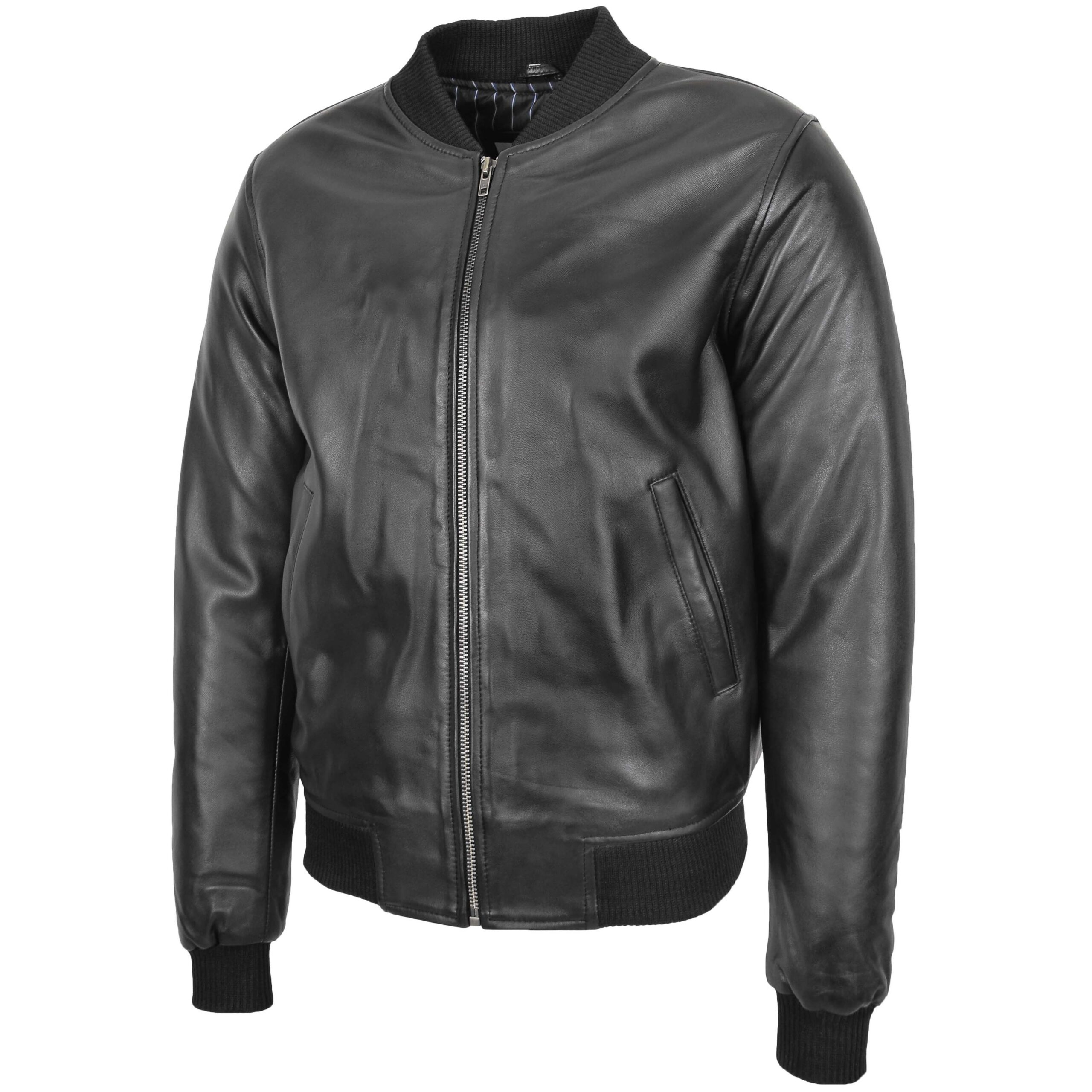 BUNERI Blouson Bomber MA-1 en Cuir Noir pour Homme – Image 4