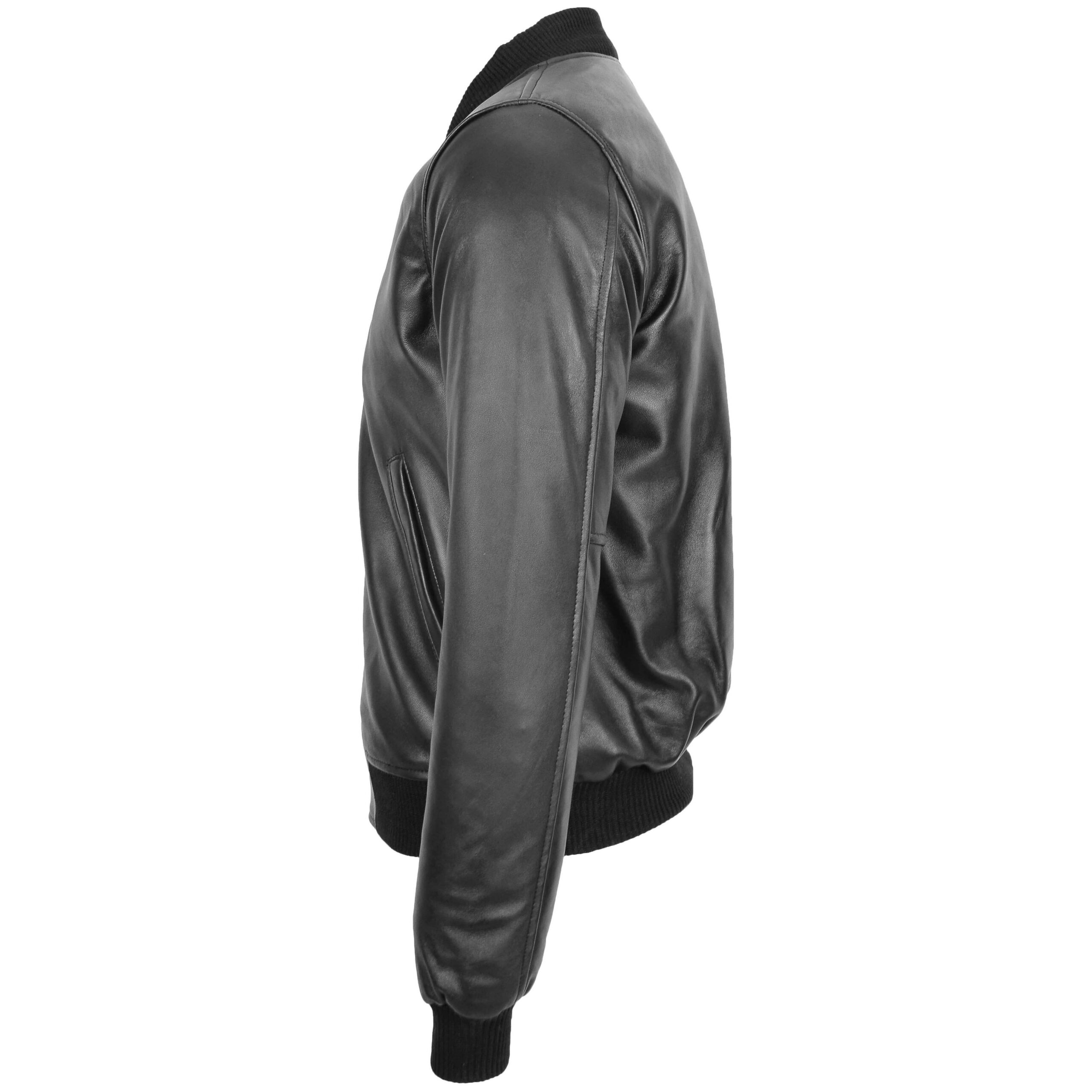 BUNERI Blouson Bomber MA-1 en Cuir Noir pour Homme – Image 5