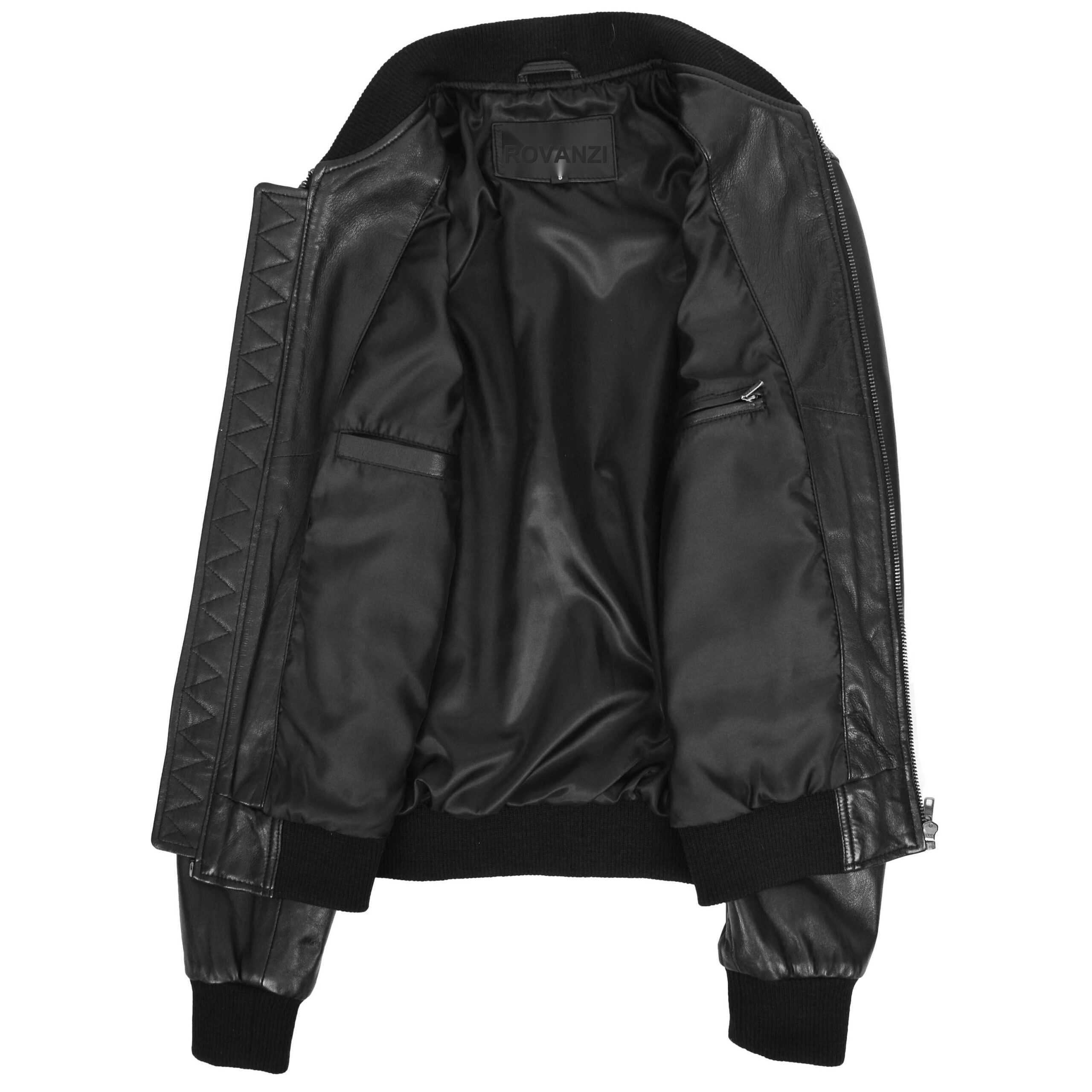 BUNERI Blouson Bomber MA-1 en Cuir Noir pour Homme – Image 6