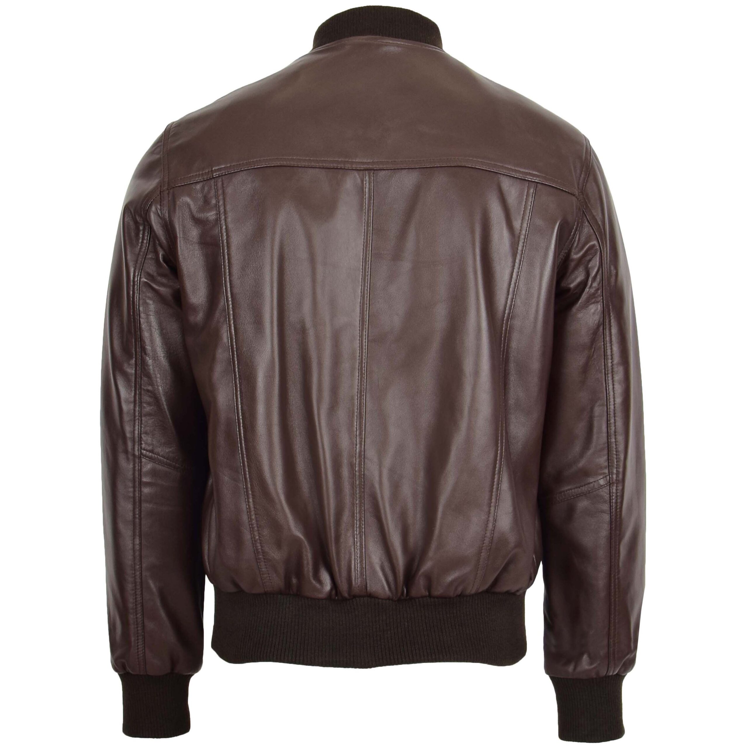 BUNERI Blouson Bomber MA-1 en Cuir Marron pour Homme – Image 2