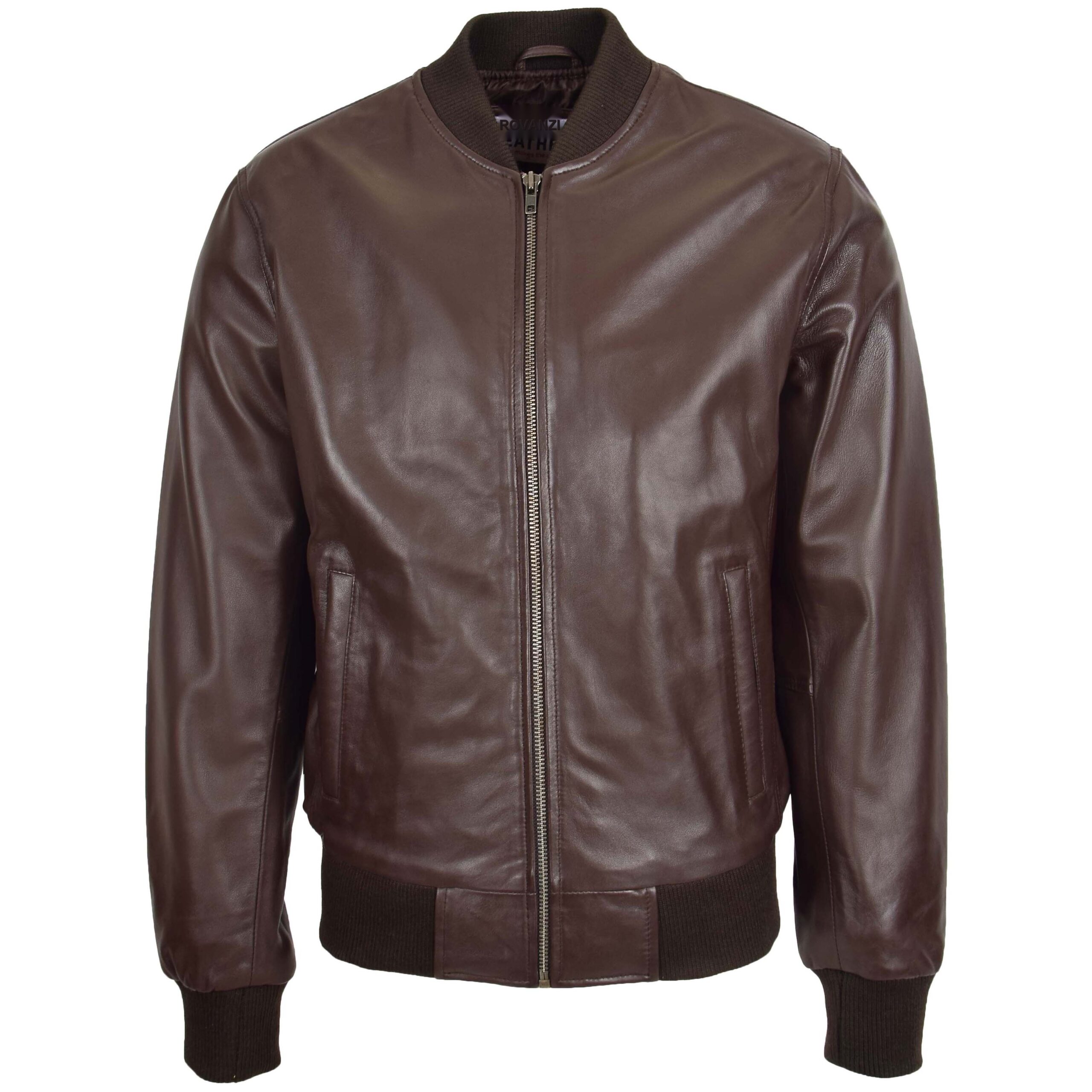 BUNERI Blouson Bomber MA-1 en Cuir Marron pour Homme – Image 3