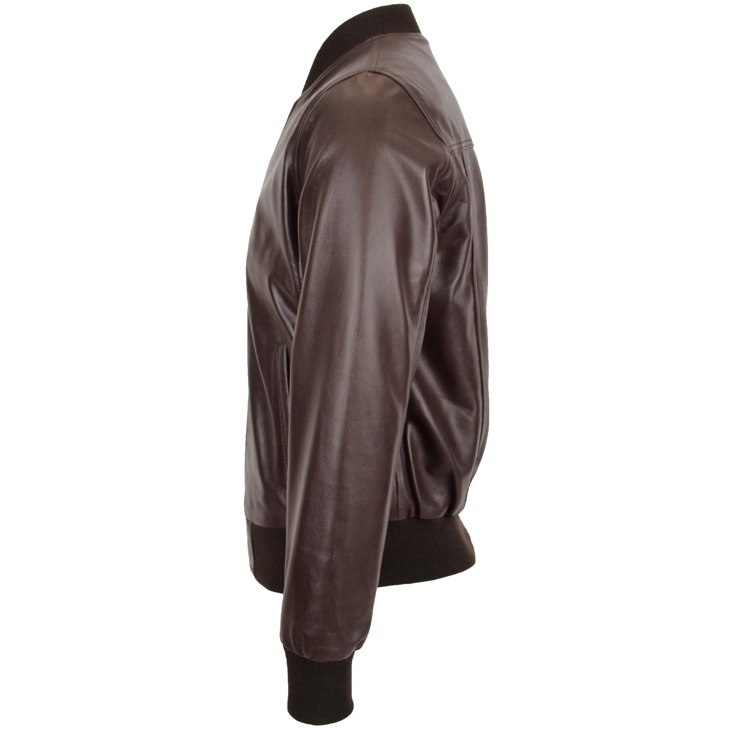 BUNERI Blouson Bomber MA-1 en Cuir Marron pour Homme – Image 5