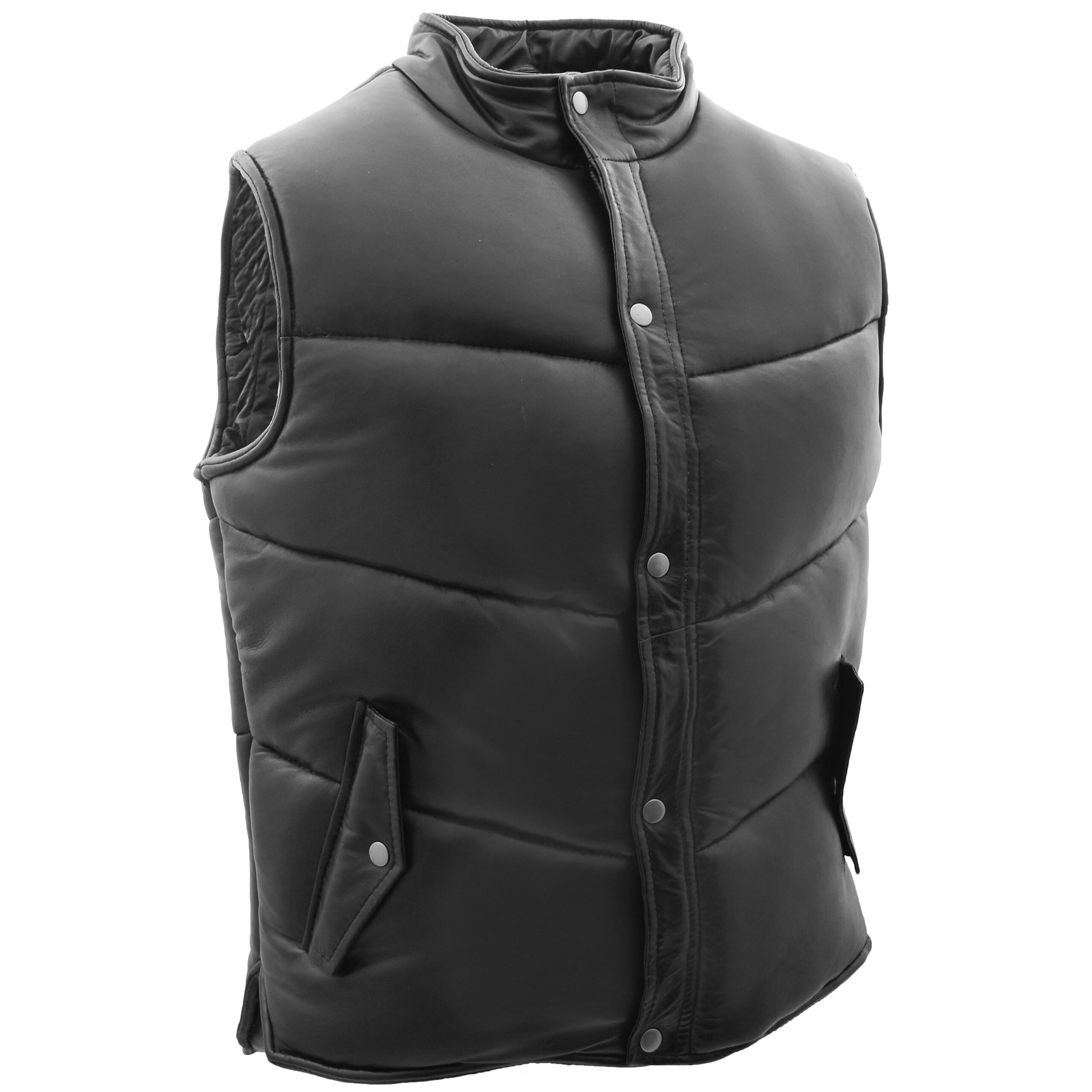 BUNERI Matelassé Cuir Leon Noir Body Warmer – Image 4