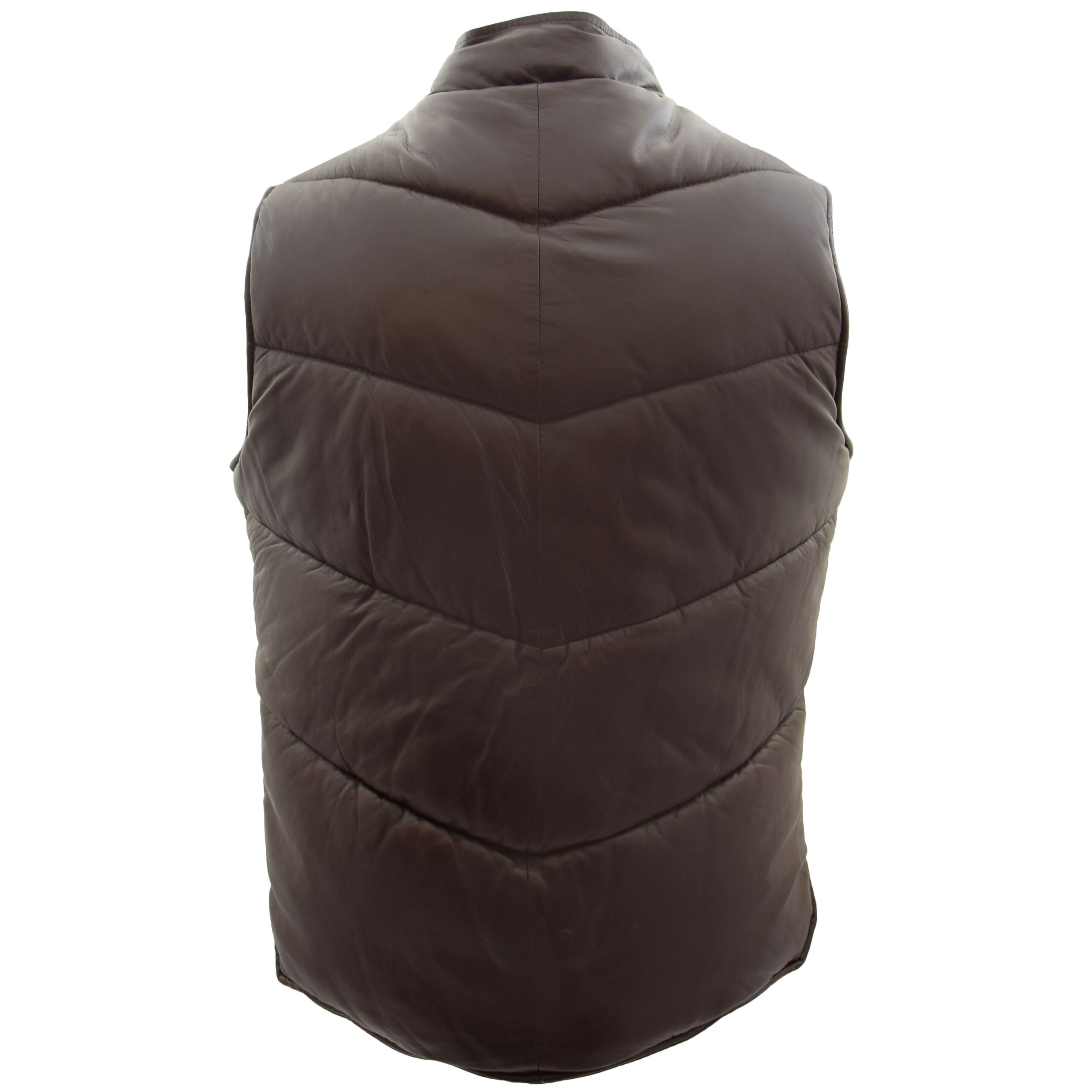 BUNERI Gilet Homme Cuir Puffer Body Warmer Marron – Image 2