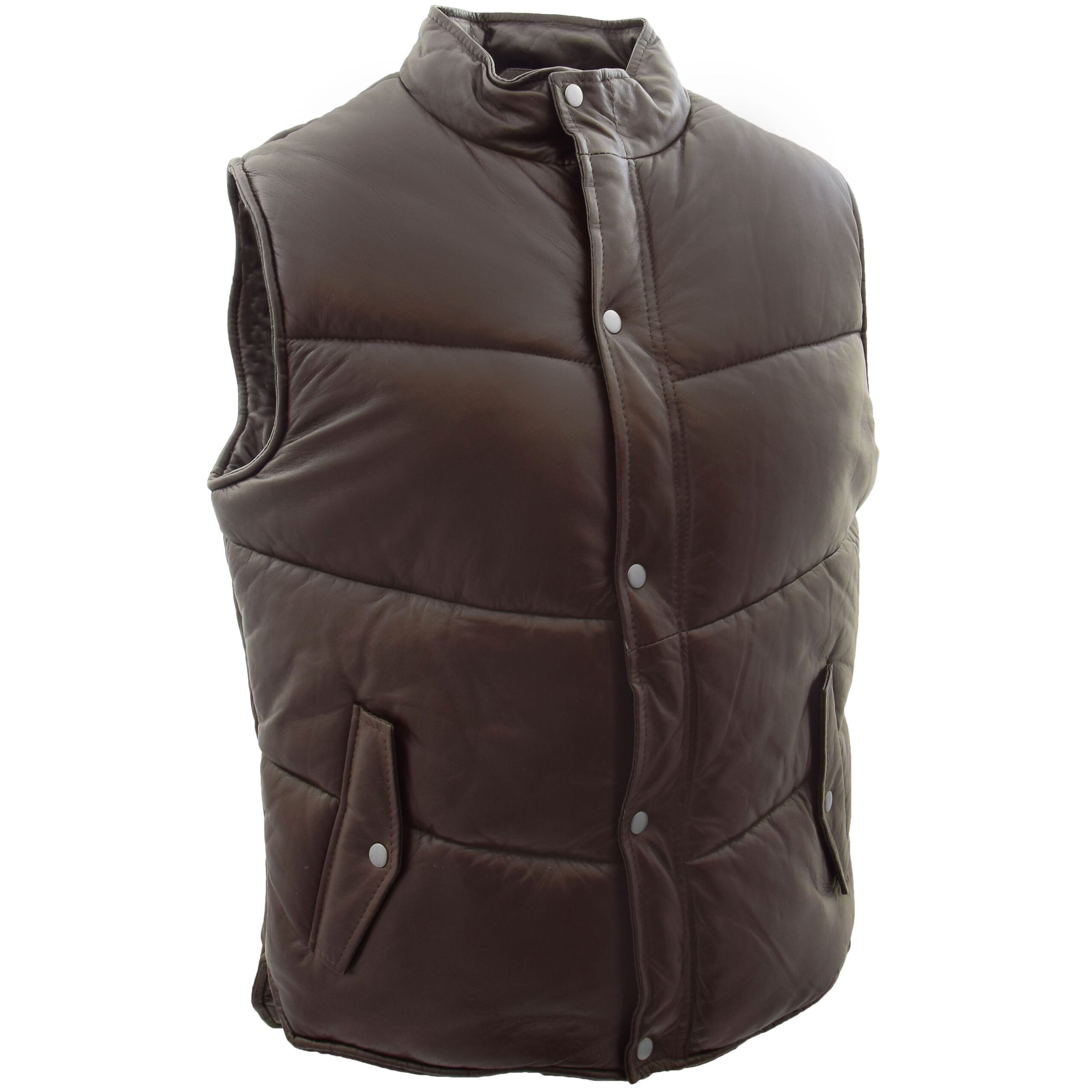 BUNERI Gilet Homme Cuir Puffer Body Warmer Marron – Image 4