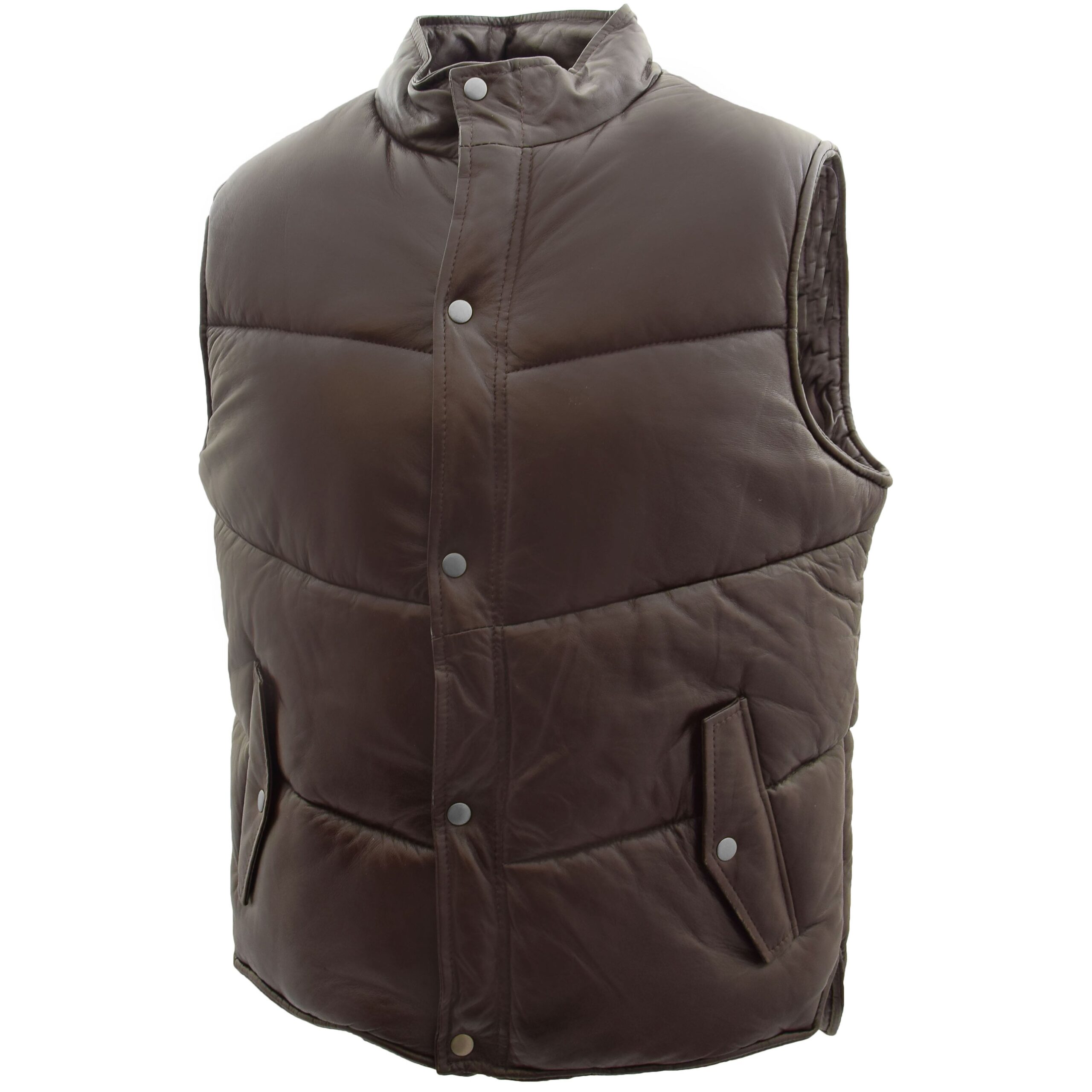 BUNERI Gilet Homme Cuir Puffer Body Warmer Marron – Image 5