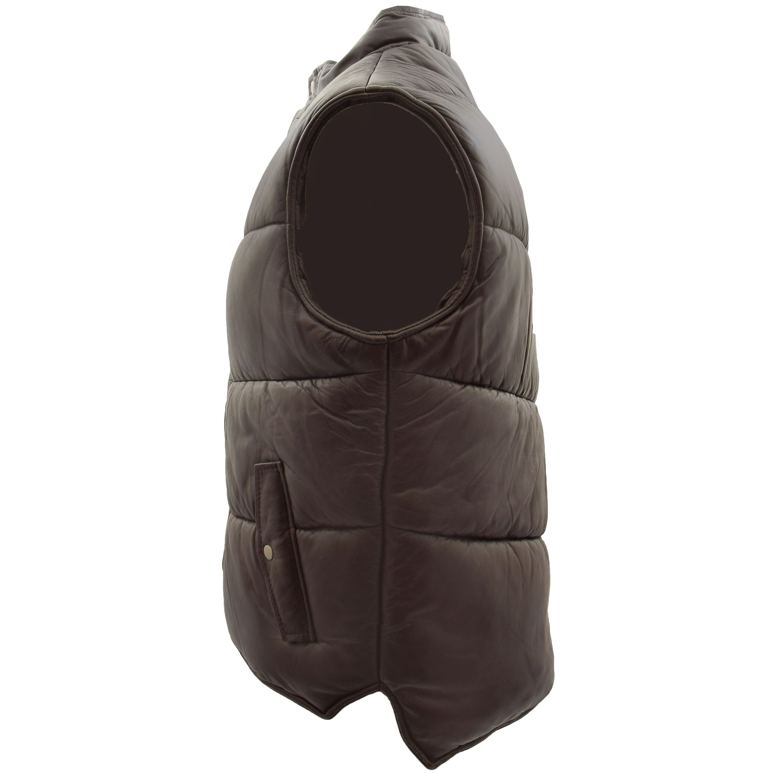 BUNERI Gilet Homme Cuir Puffer Body Warmer Marron – Image 6