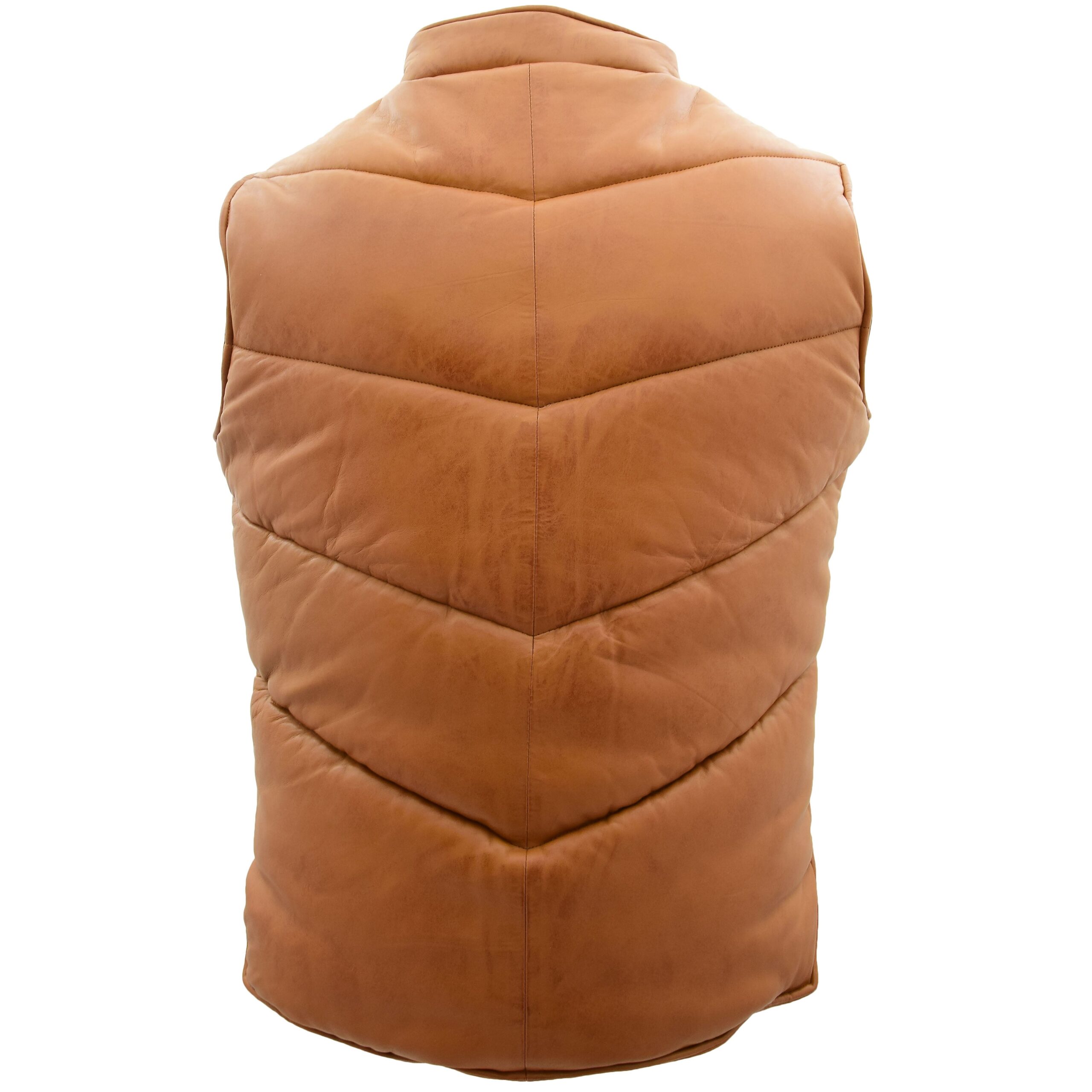 BUNERI Gilet Homme Cuir Matelasse Body Warmer Camel – Image 2