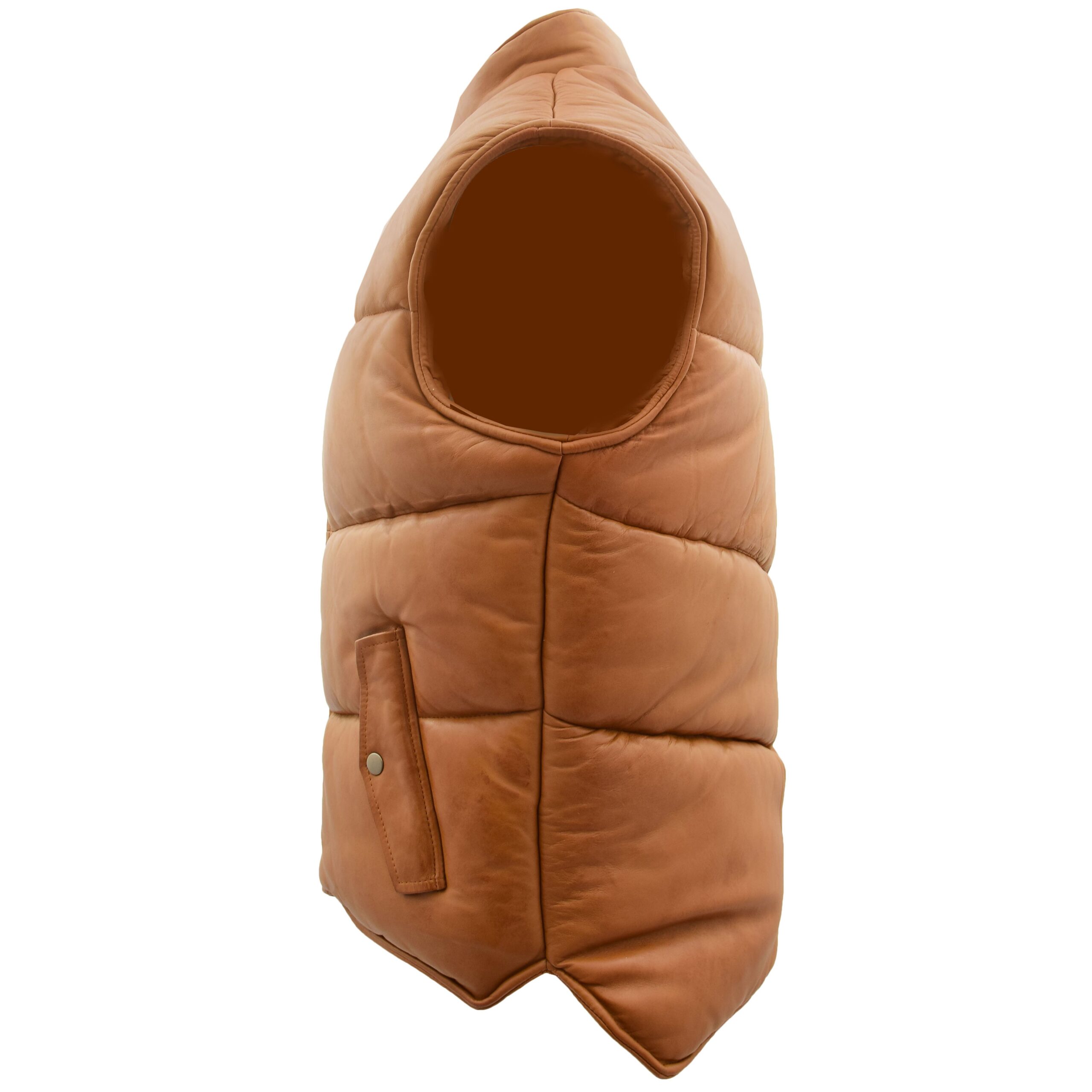 BUNERI Gilet Homme Cuir Matelasse Body Warmer Camel – Image 6