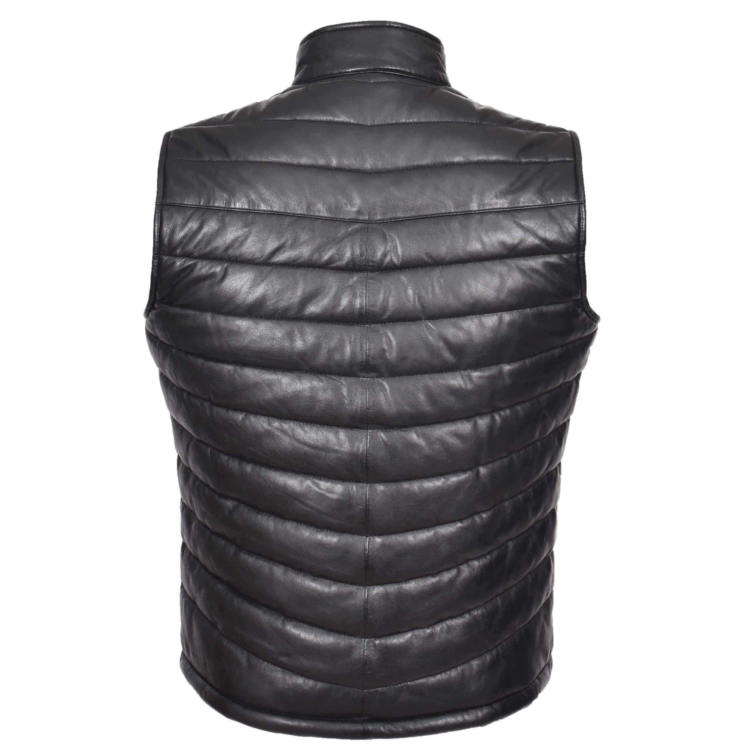 BUNERI Gilet Homme Cuir Matelasse Body Warmer Noir – Image 2