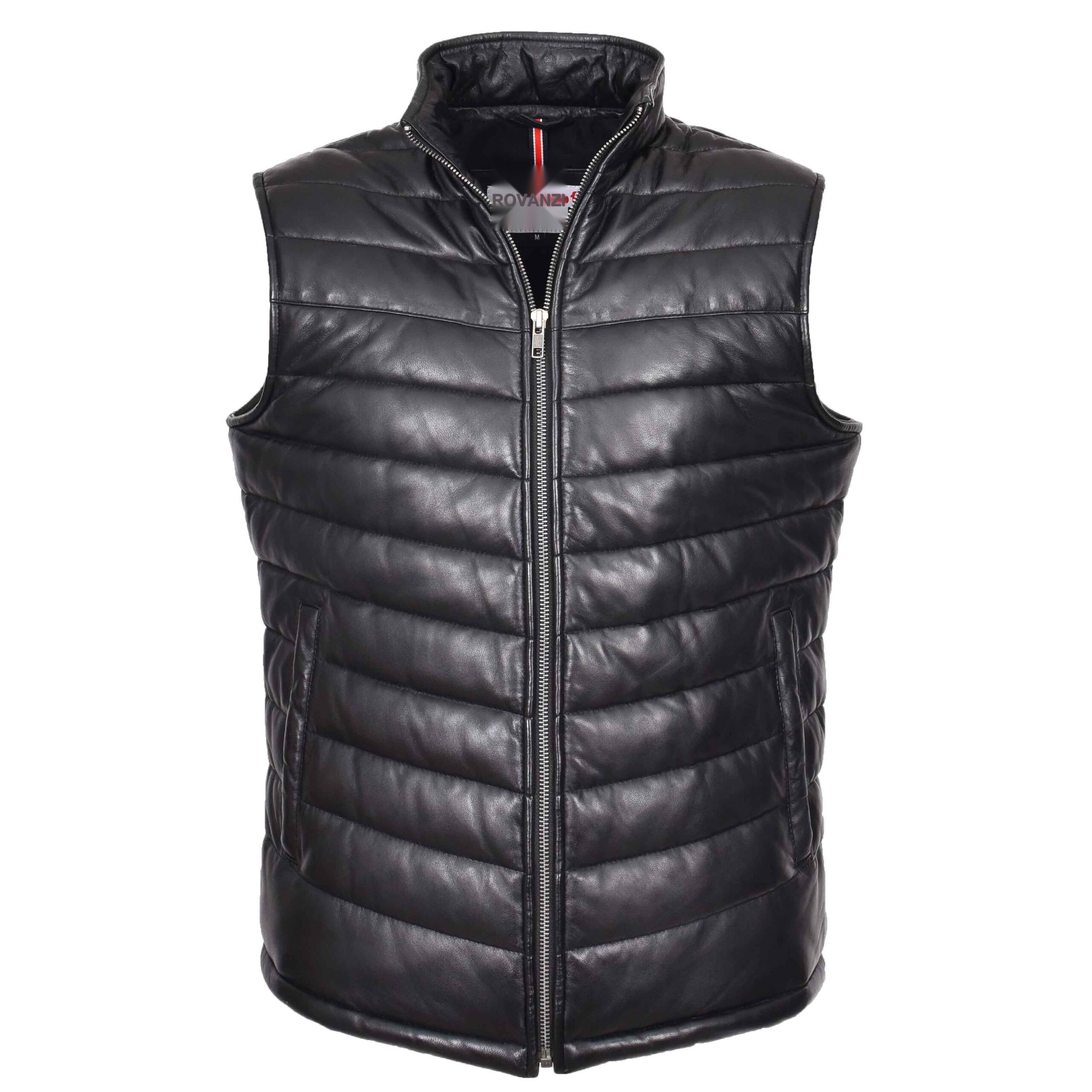 BUNERI Gilet Homme Cuir Matelasse Body Warmer Noir – Image 5