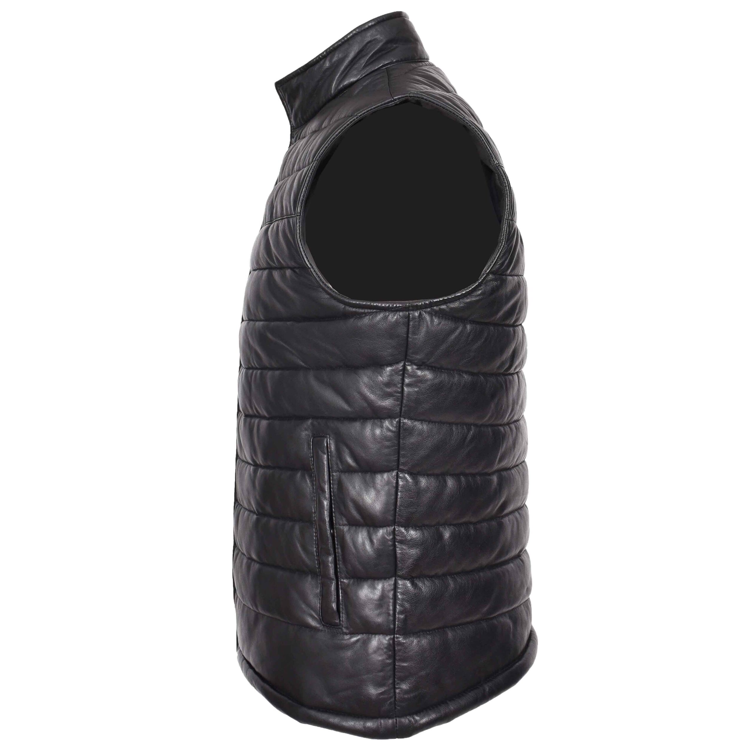 BUNERI Gilet Homme Cuir Matelasse Body Warmer Noir – Image 6